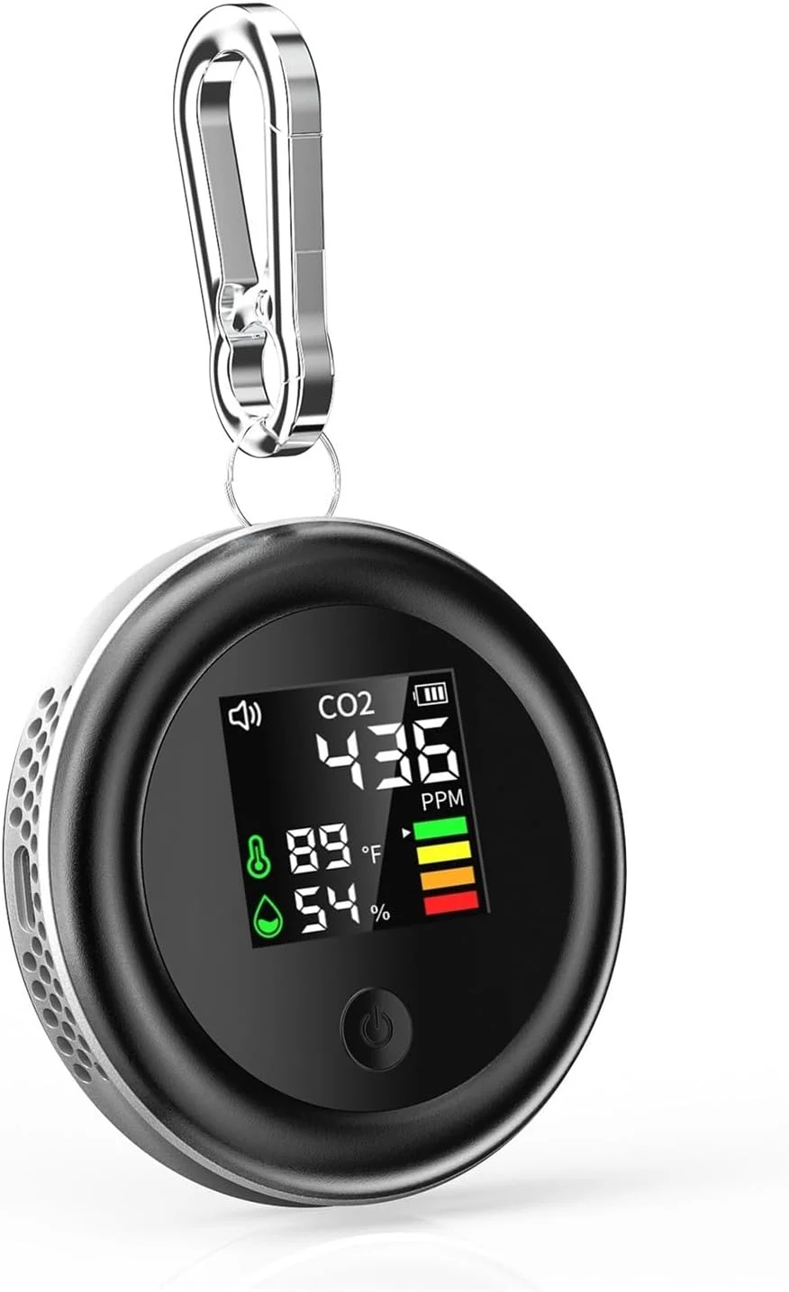 دستگاه تشخیص گاز، ردیاب 3 در 1 دی اکسید کربن سبک وزن، نظارت بر کیفیت هوا، آنالیزور دما و هوا برای دستگاه اندازه گیری دیجیتال CO2 خانگی (رنگ سیاه)