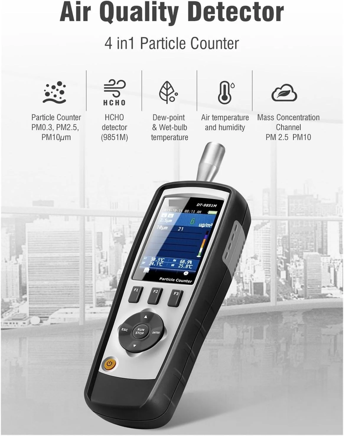 دتکتور گاز، PM0.3، PM2.5 هوای قابل حمل حرفه ای، قیمت شمارنده ذرات PM10um برای اتاق های تمیز فانوس دریایی