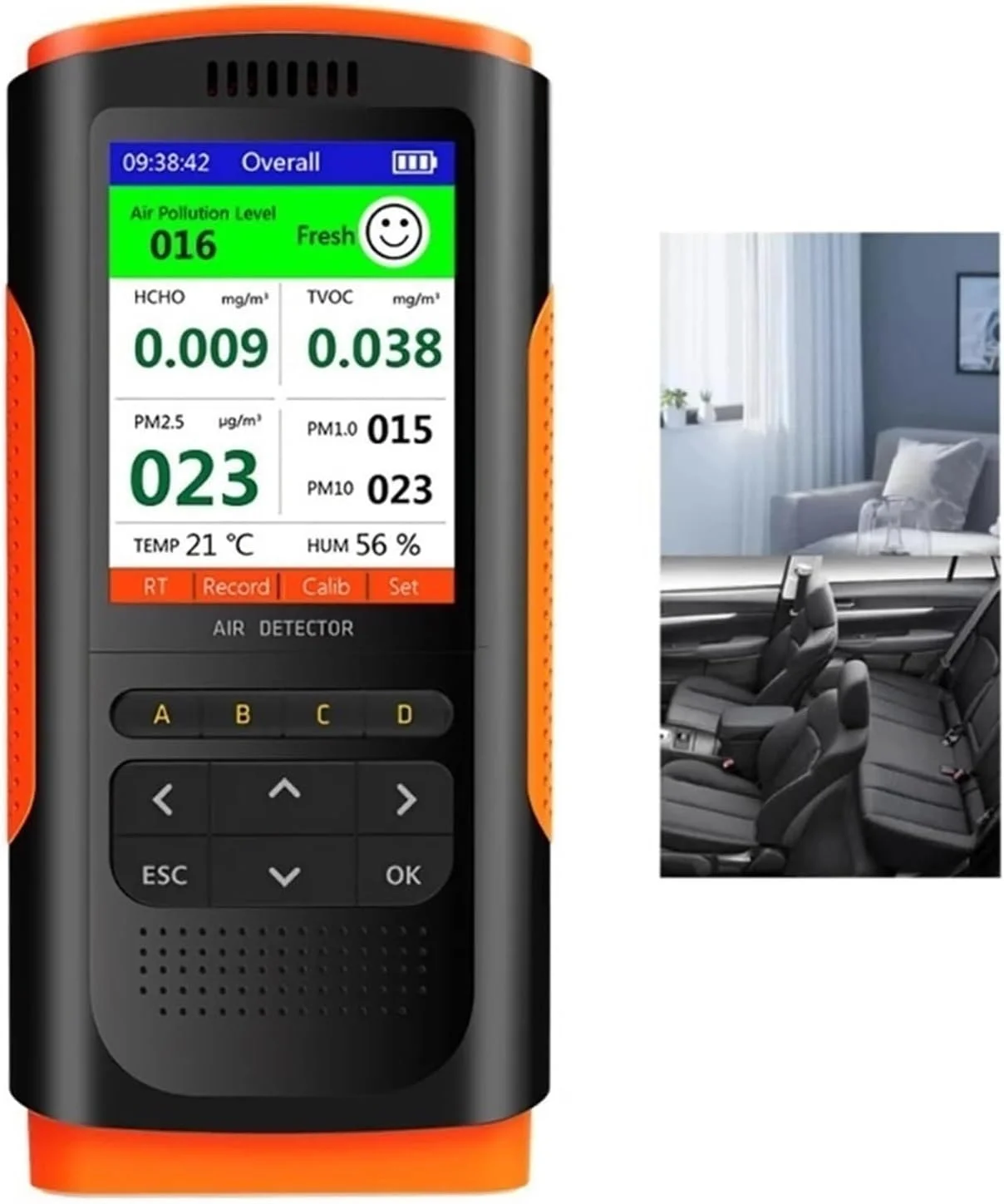 دستگاه تشخیص گاز، آشکارساز دیجیتال فرمالدئید، تستر کیفیت هوای قابل حمل، سنسور تست هوای خانگی PM2.5/Pm10/PM1/TVOC برای تلفن های هوشمند