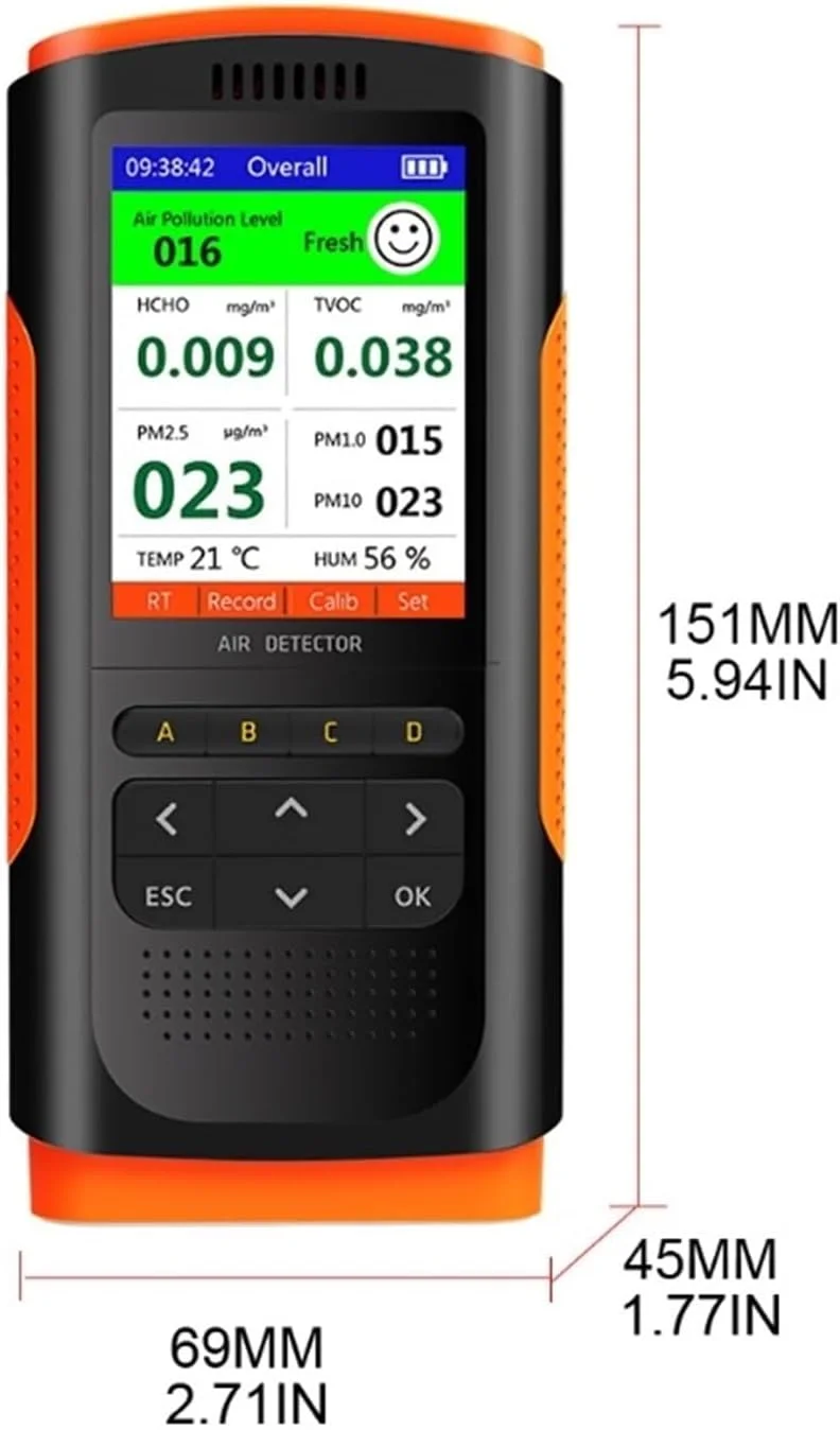 دستگاه تشخیص گاز، مانیتور کیفیت هوا، آشکارساز فرمالدئید، سنجش آلودگی، سنسور تشخیص و تست آلودگی داخلی، مناسب برای خانه جدید