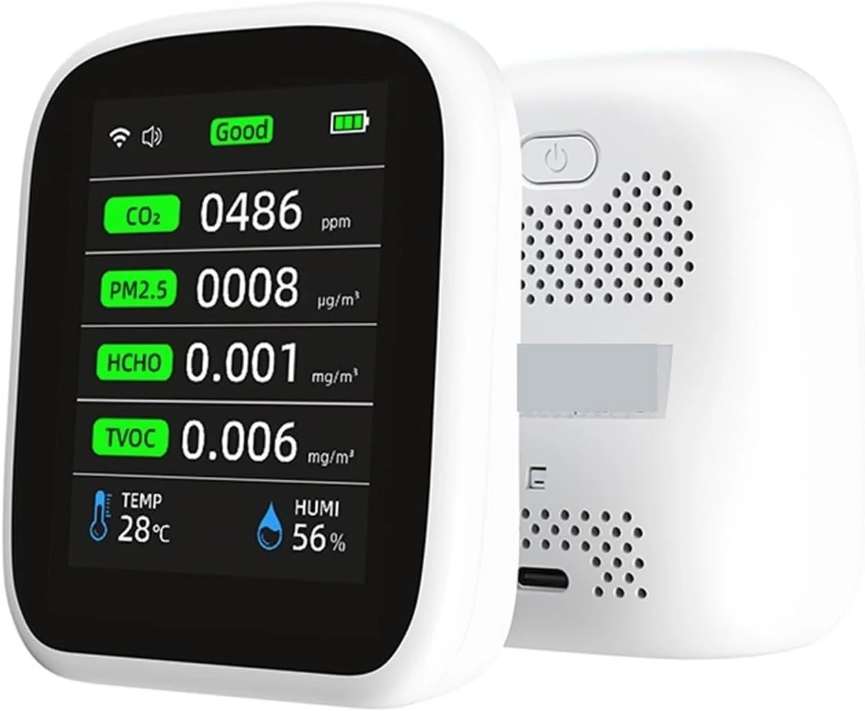 دستگاه تشخیص گاز، 8 در 1 PM1.0 PM2.5 PM10 CO2 TVOC HCHO تست دما و رطوبت قابل حمل، سنجش کیفیت هوا، دی اکسید کربن