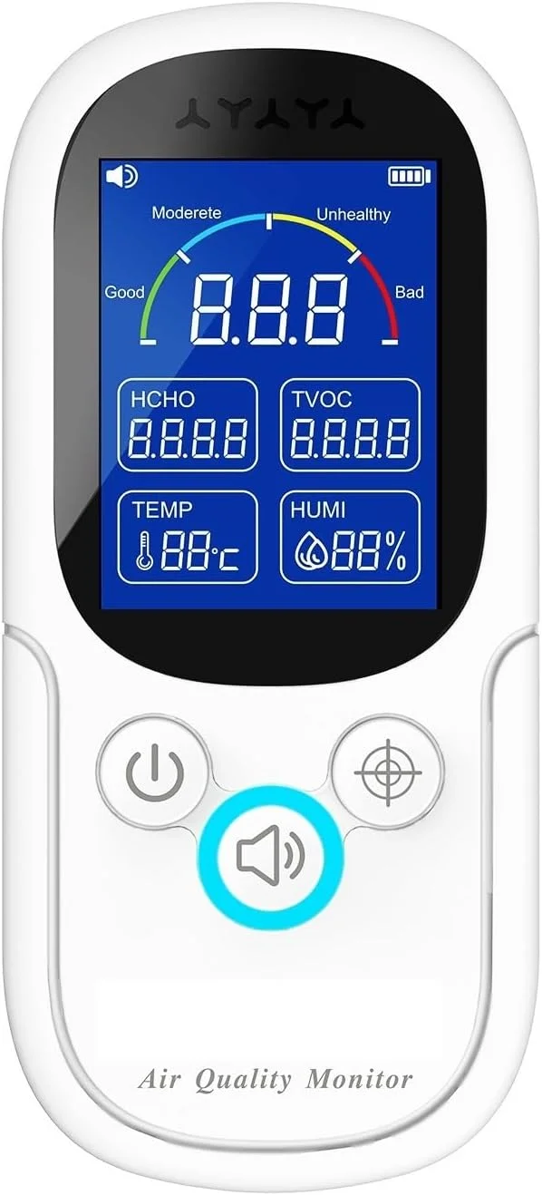 دستگاه تشخیص گاز، دستگاه اندازه گیری دما و رطوبت کیفیت هوا، آشکارساز TVOC HCHO برای خانه، دفتر، هتل و آشکارساز گاز