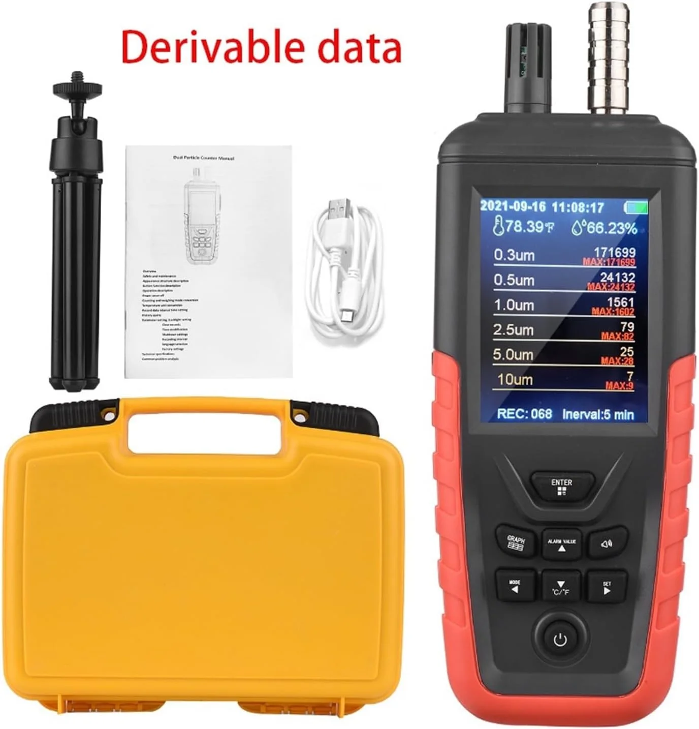 دتکتور گاز، دستگاه سنجش ذرات گرد و غبار هوا با 3/6 کانال، سنسور نظارت بر PM2.5/10، دماسنج رطوبت، آشکارساز کیفیت هوا، غلظت گرد و غبار (DY-8200 6 Channels)