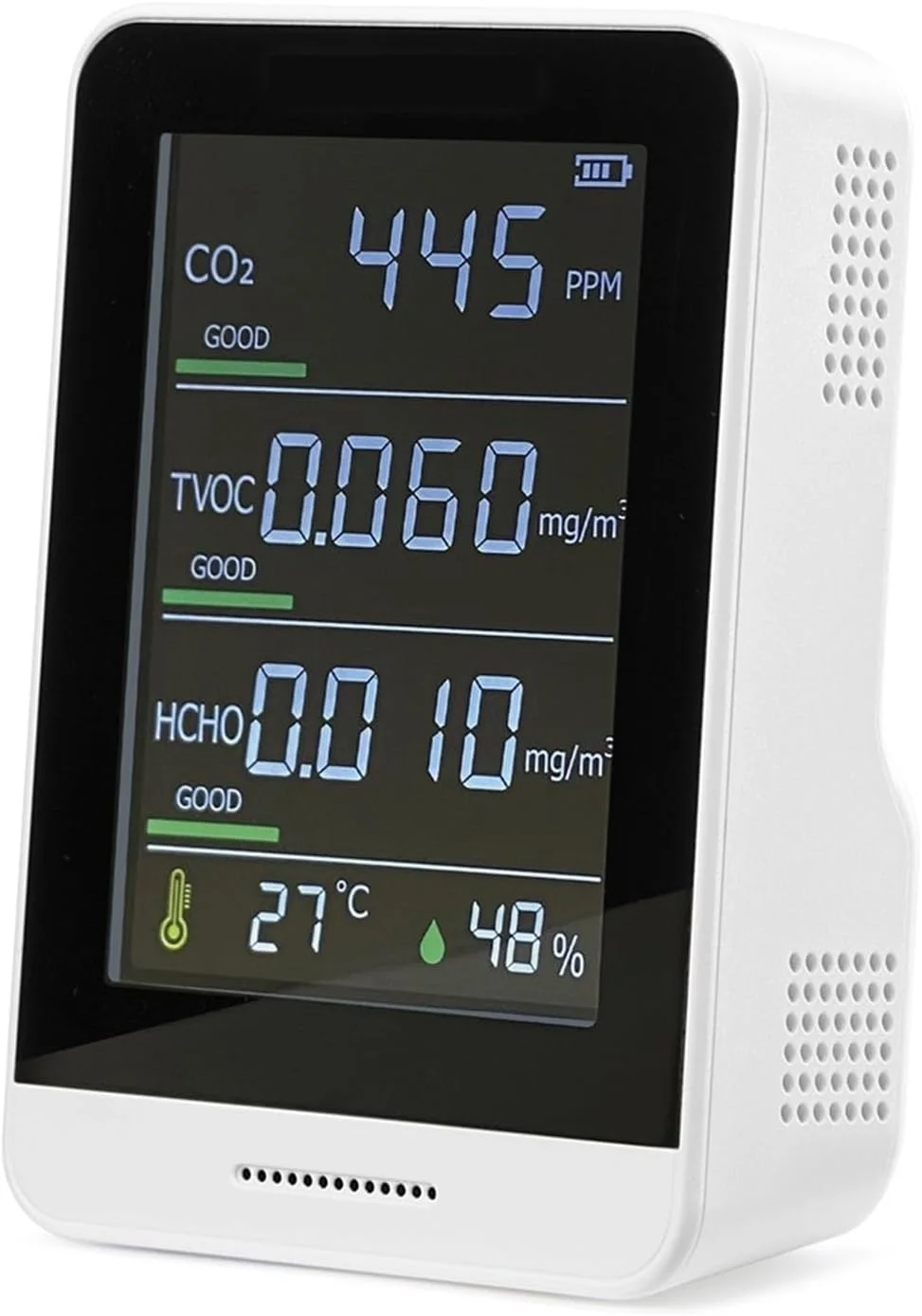 دستگاه تشخیص گاز، مانیتور کیفیت هوا در محیط های داخلی، دستگاه تست دقیق دی اکسید کربن، فرمالدئید، دما و رطوبت نسبی