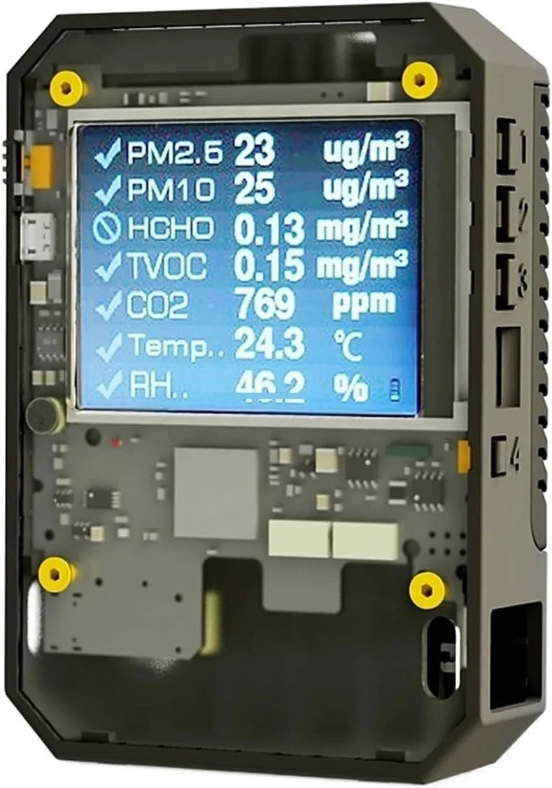 دستگاه تشخیص گاز، حسگر هوا برای تشخیص فرمالدئید، دستگاه نظارت بر کیفیت هوا در منزل، دستگاه تست PM2.5 با محفظه