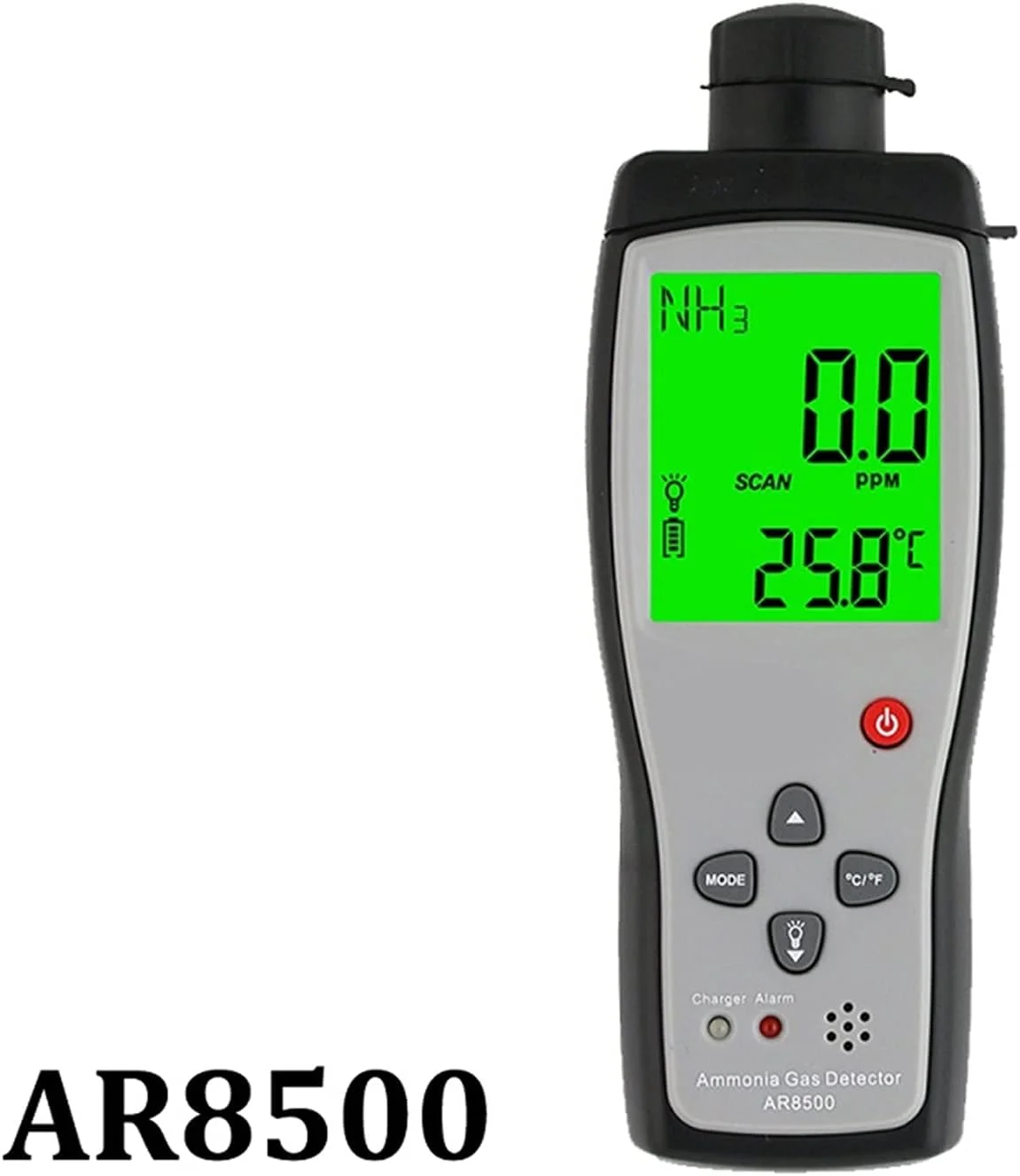 دستگاه تشخیص گاز، آشکارساز گاز آمونیاک NH3. آنالایزر گاز، تستر کیفیت هوا، مانیتور دستی 0-10 ppm با آلارم صوتی و نوری AR8500
