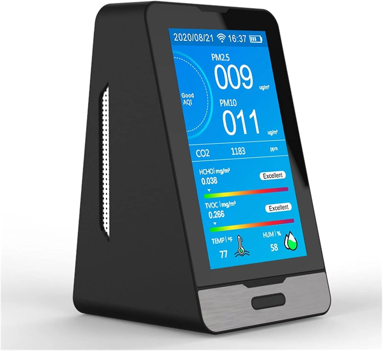 دتکتور گاز، دی اکسید کربن، گرد و غبار، فرمالدئید، TVOC. با اتصال هوشمند Tuya WiFi و عملکرد ثبت زمان