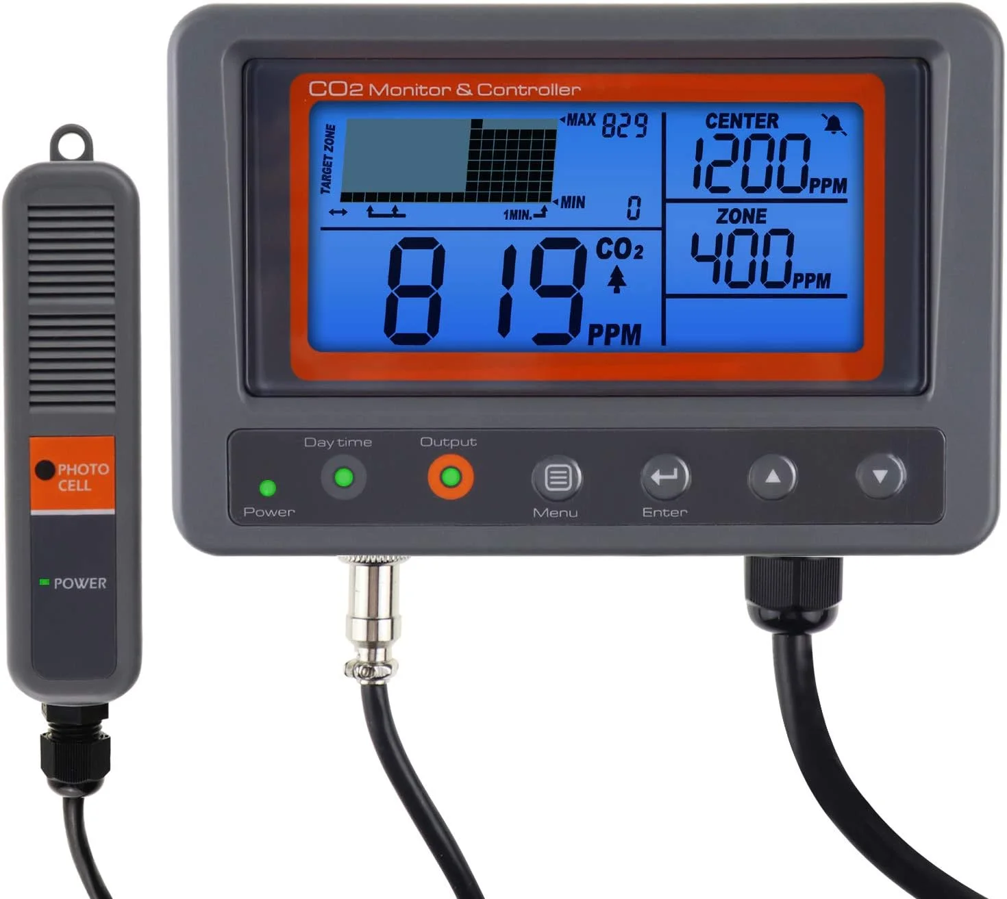 کنترلر دی اکسید کربن DANOPLUS، مانیتور CO2 با عملکرد رله شب و روز، سنسور NDIR CO2 برای گلخانه، اتاق های رشد، کارخانه، خانه، دفتر