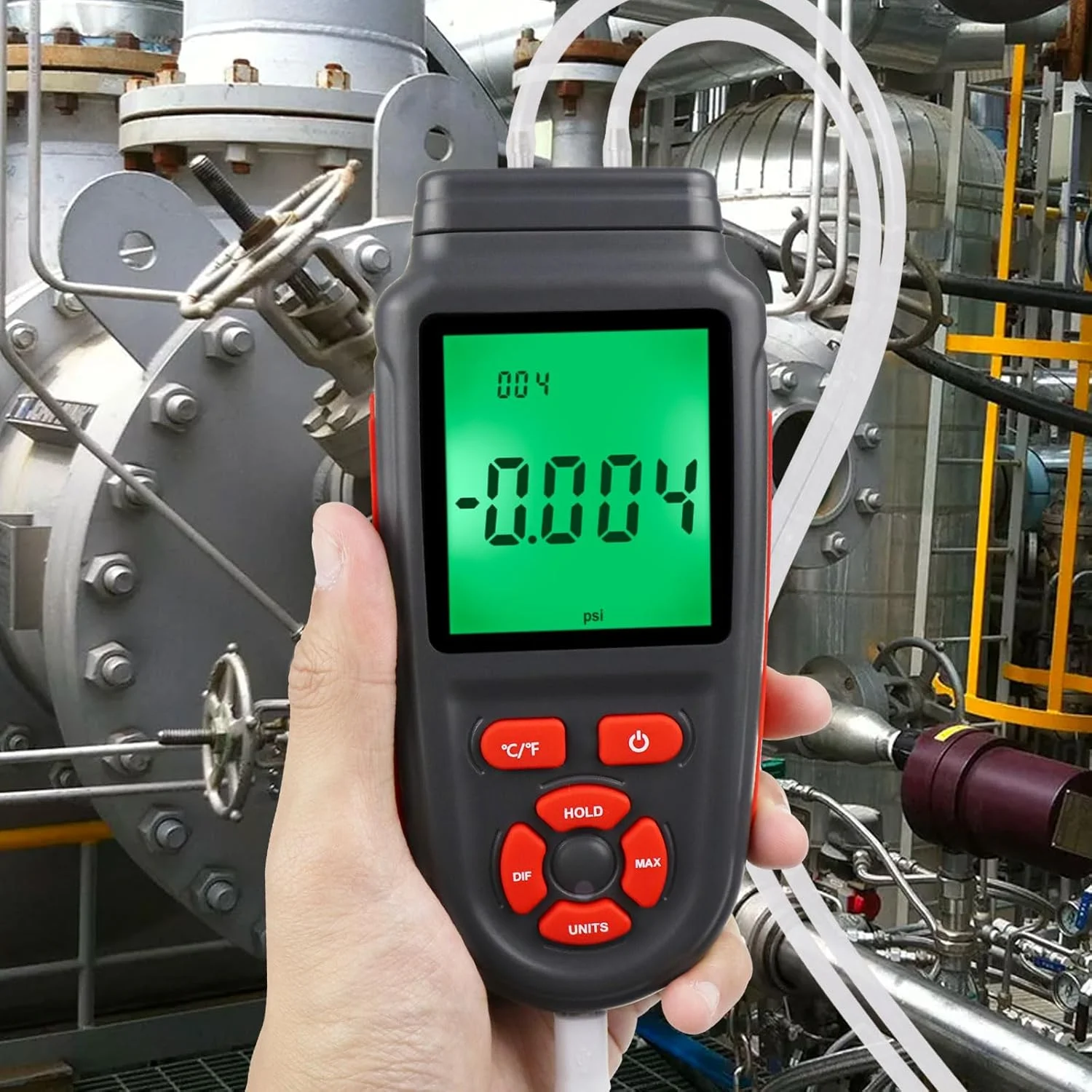 فشارسنج DANOPLUS، فشارسنج حرفه ای، تستر فشار گاز ±3Psi، فشارسنج HVAC با 12 واحد قابل انتخاب، فشارسنج دیفرانسیل دو پورت، فشارسنج هوا و دماسنج