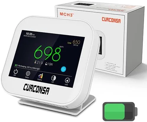 مانیتور CO2، ردیاب CO2 CURCONSA با دما، رطوبت و ساعت، صفحه نمایش رنگی لمسی خازنی TFT 3.5 اینچی مانیتور CO2، ردیاب CO2 CURCONSA با دما، رطوبت و ساعت، صفحه نمایش رنگی لمسی خازنی TFT 3.5 اینچی