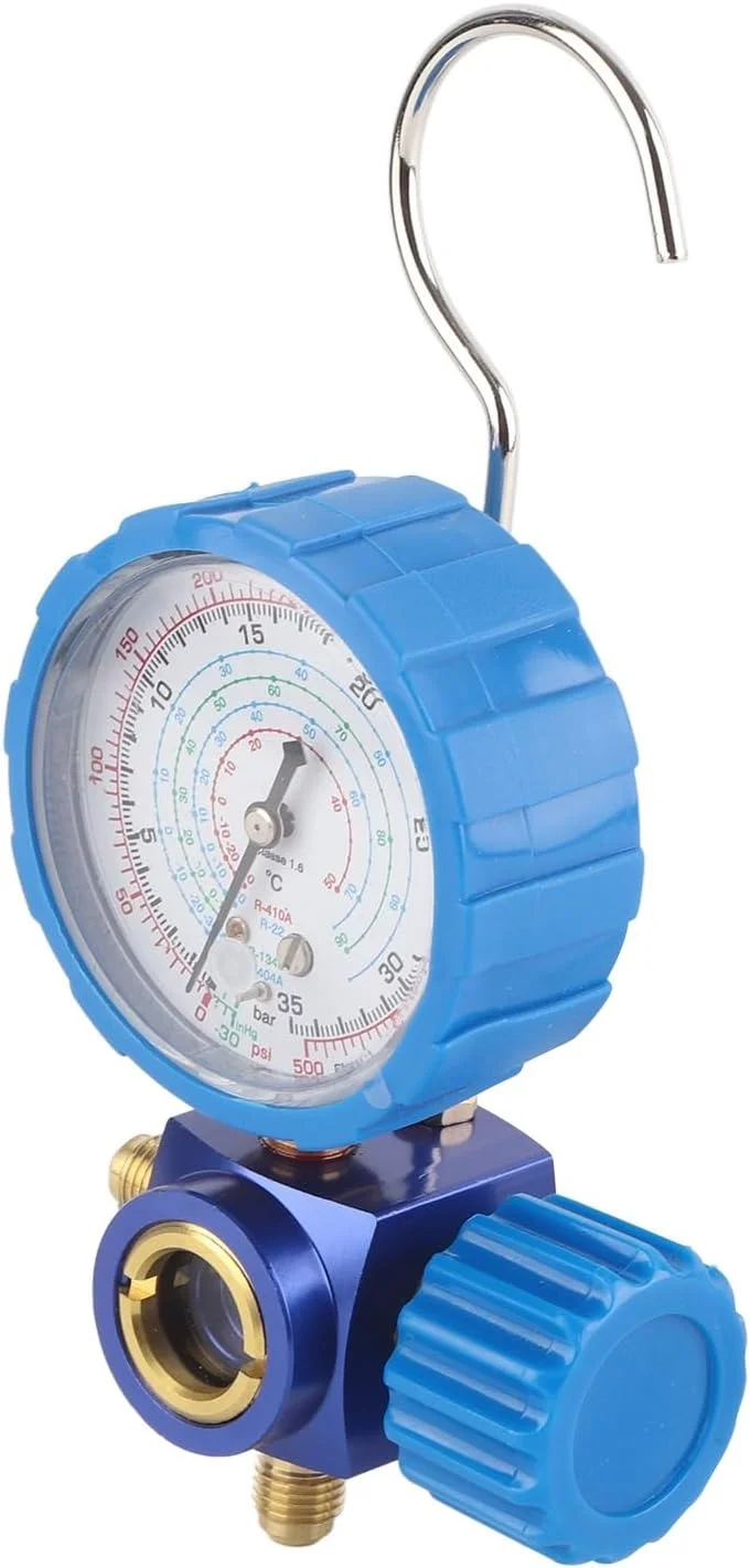 گیج منیفولد تهویه مطبوع، منیفولد R134A، مانومتر R 410A با شیر 500Psi 35Kgf Cm با آینه دیداری گیج منیفولد تهویه مطبوع، منیفولد R134A، مانومتر R 410A با شیر 500Psi 35Kgf Cm با آینه دیداری