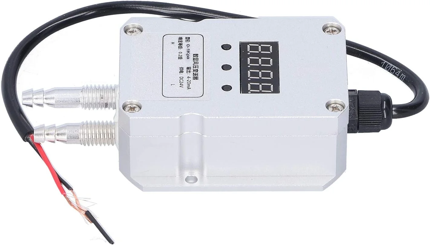 ترانسمیتر فشار باد Ccez - DC 24V 4-20mA ترانسمیتر نمایشگر دیجیتال دقیق سنسور اختلاف فشار مانومتر دیجیتال برای اندازه گیری و فشار تفاضلی (0-4Kpa)