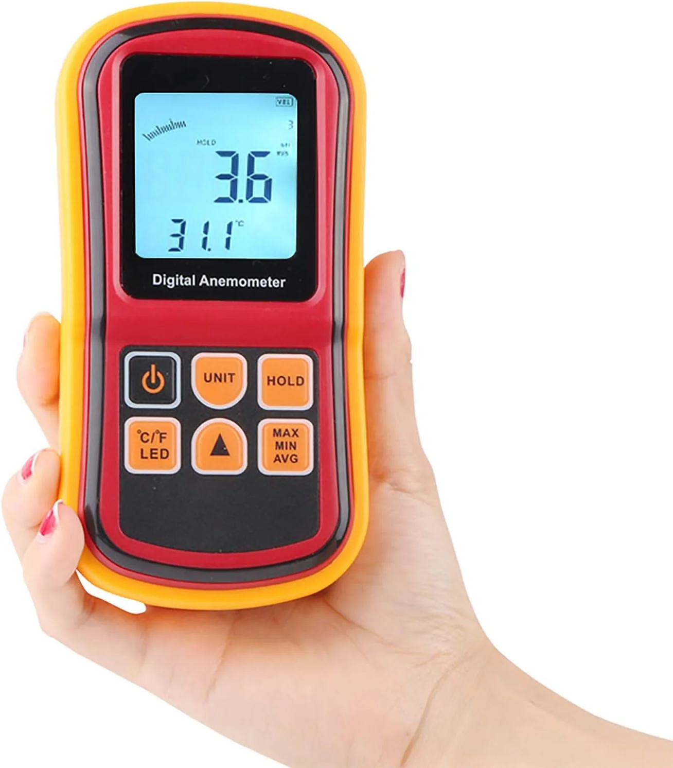 بادسنج دستی CNRGHS، بادسنج دیجیتال جدا شونده، استفاده از اصل بلبرینگ + فوتوالکتریک، تبدیل واحد دما C/F، اندازه گیری سرعت باد، دما و سرعت جریان باد