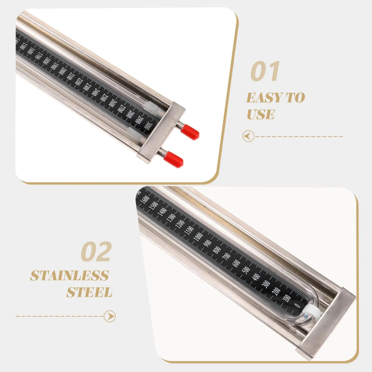 مانومتر لوله U شکل Cabilock برای اندازه گیری فشار هوا و گاز، تستر لوله خلاء با دقت بالا، فشار دیفرانسیل استیل ضد زنگ برای مصارف خانگی