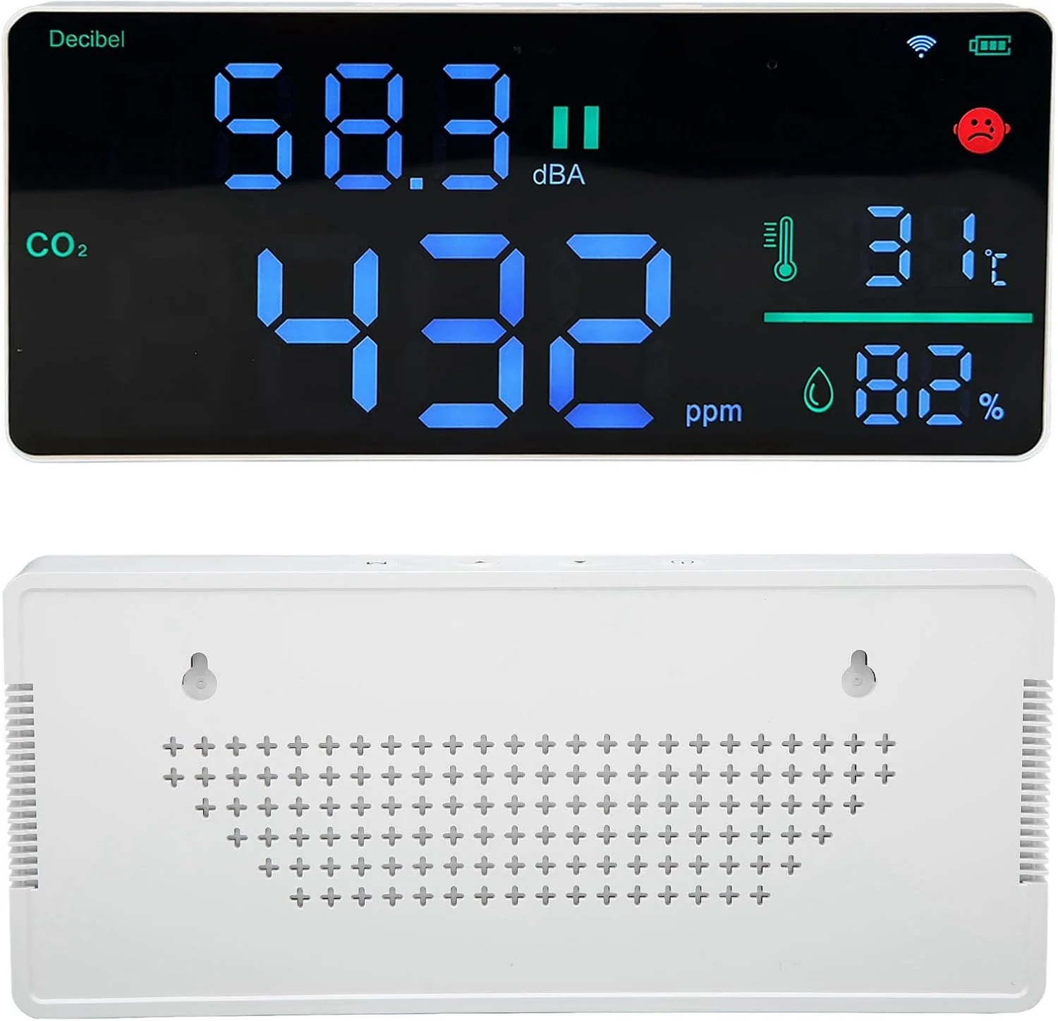 مانیتور دی اکسید کربن بریلوکسا، تستر 4 در 1 قابل نصب روی دیوار با دسی بل سنج، دماسنج دیجیتال رطوبت سنج، ردیاب CO2 برای اندازه گیری کیفیت هوای داخل ساختمان