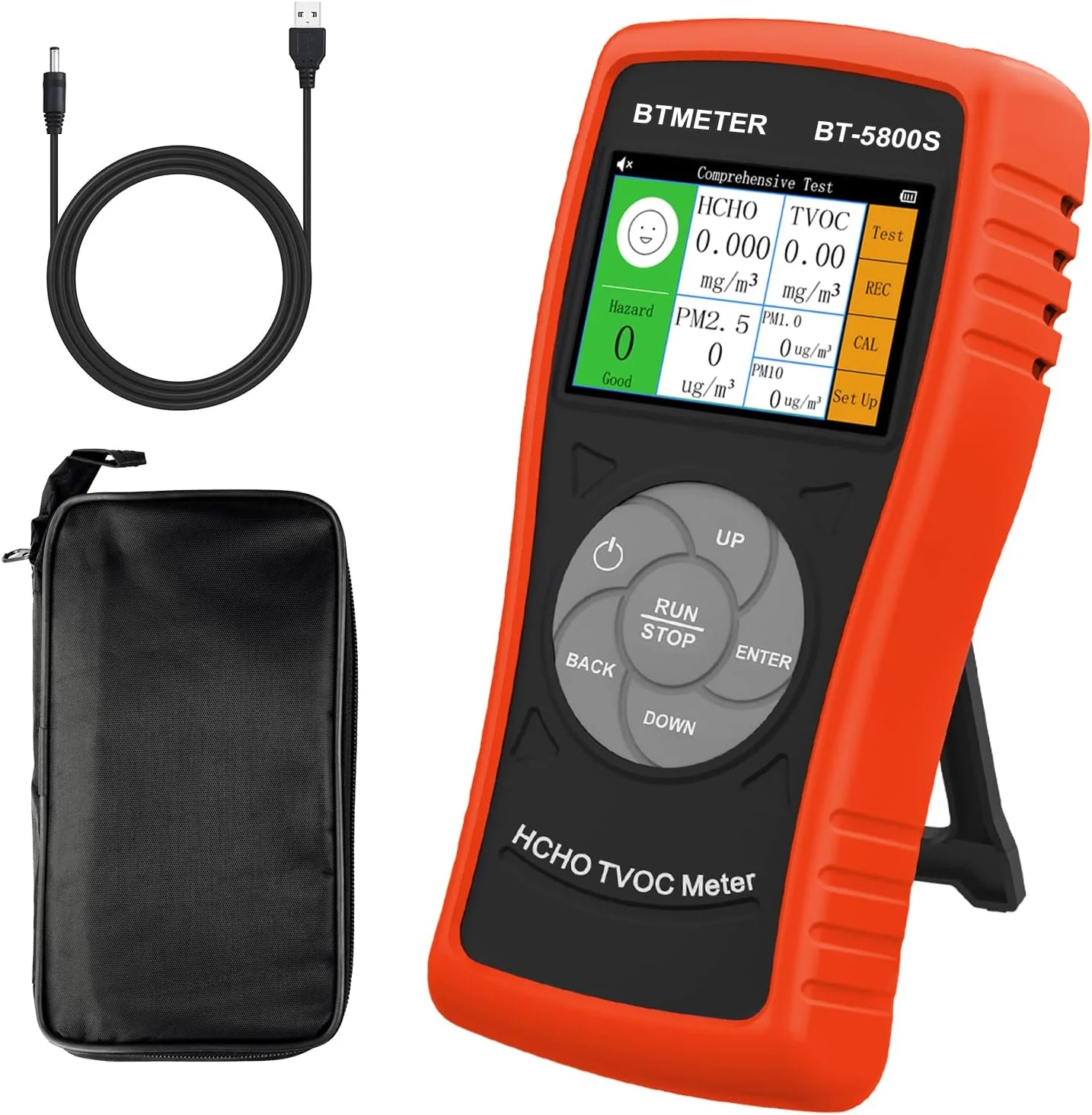 دستگاه تشخیص فرمالدهید BTMETER مدل PM2.5 PM10، مانیتور کیفیت هوای داخلی HCHO TVOC ذرات گرد و غبار هوا برای خانه، دفتر، کارخانه، انبار 5800S