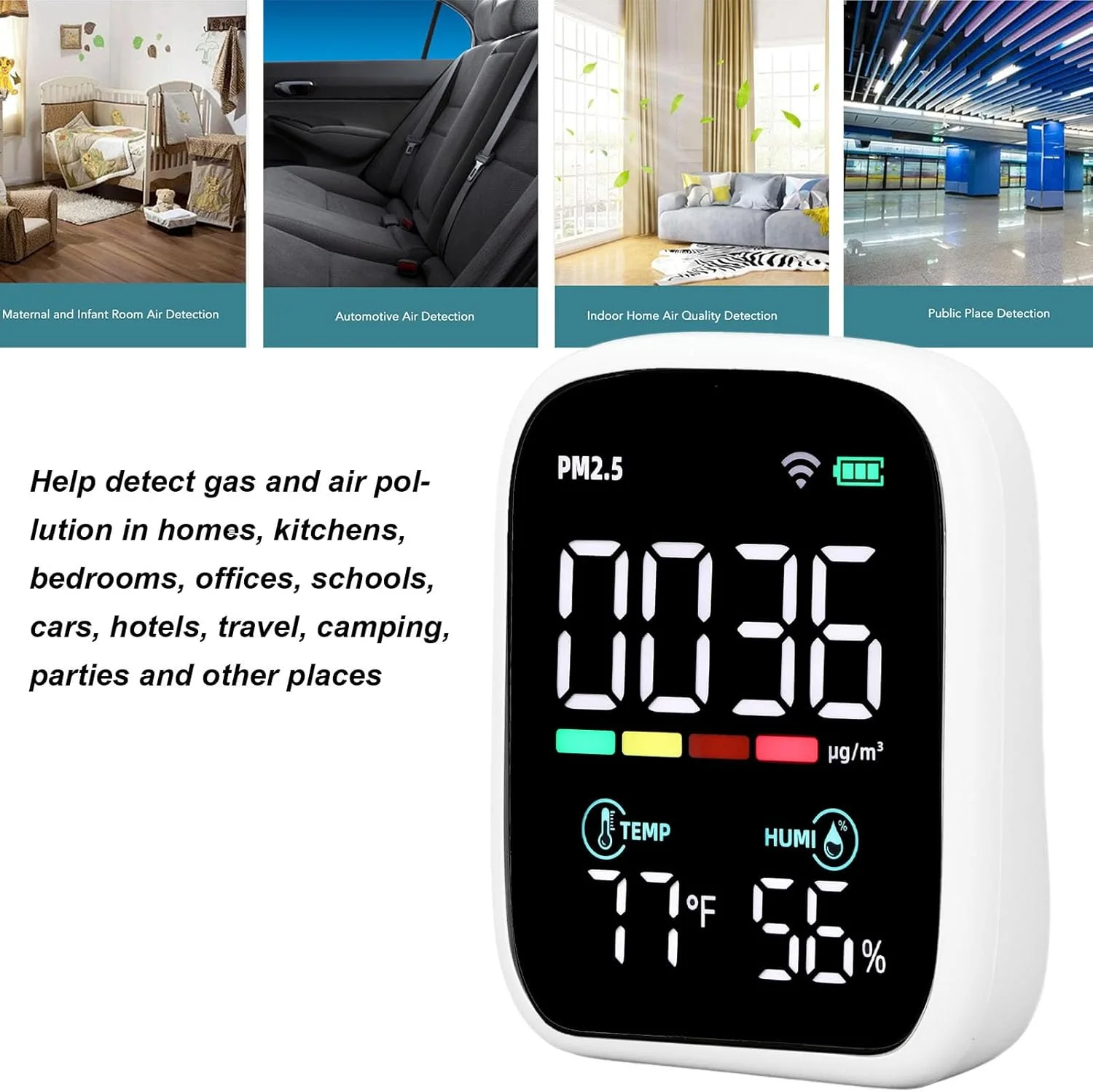 دستگاه سنجش کیفیت هوا بریلوکسا، دستگاه تشخیص کیفیت هوا PM2.5، تستر کیفیت هوا، تستر دما، دستگاه سنجش رطوبت دما برای خانه