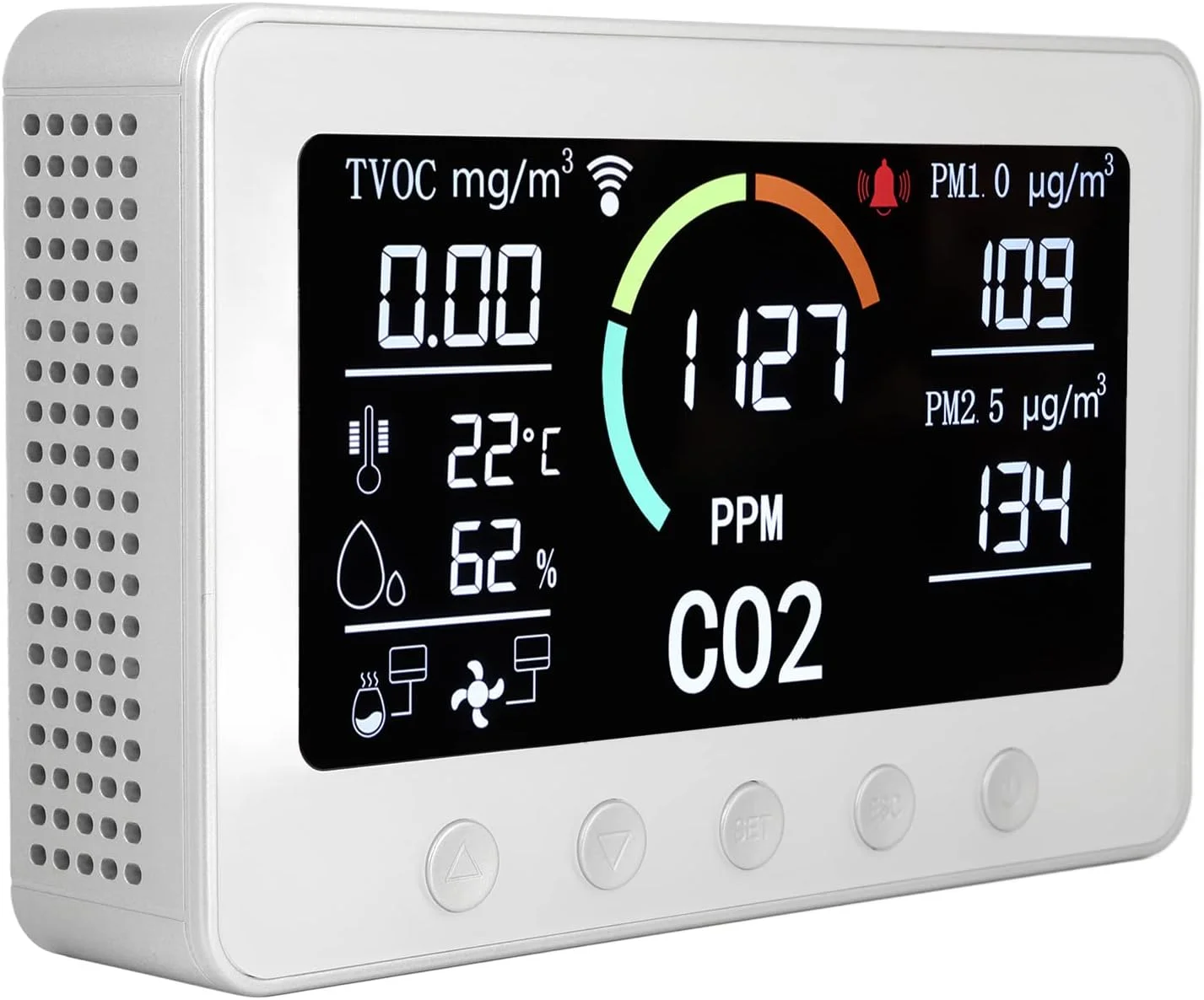 تستر کیفیت هوا Brilluxa، دستگاه قابل حمل CO2 TVOC PM2.5 PM1.0، آشکارساز کیفیت هوای با دقت بالا، صفحه نمایش 7 اینچی، مانیتور هوای داخلی برای خانه