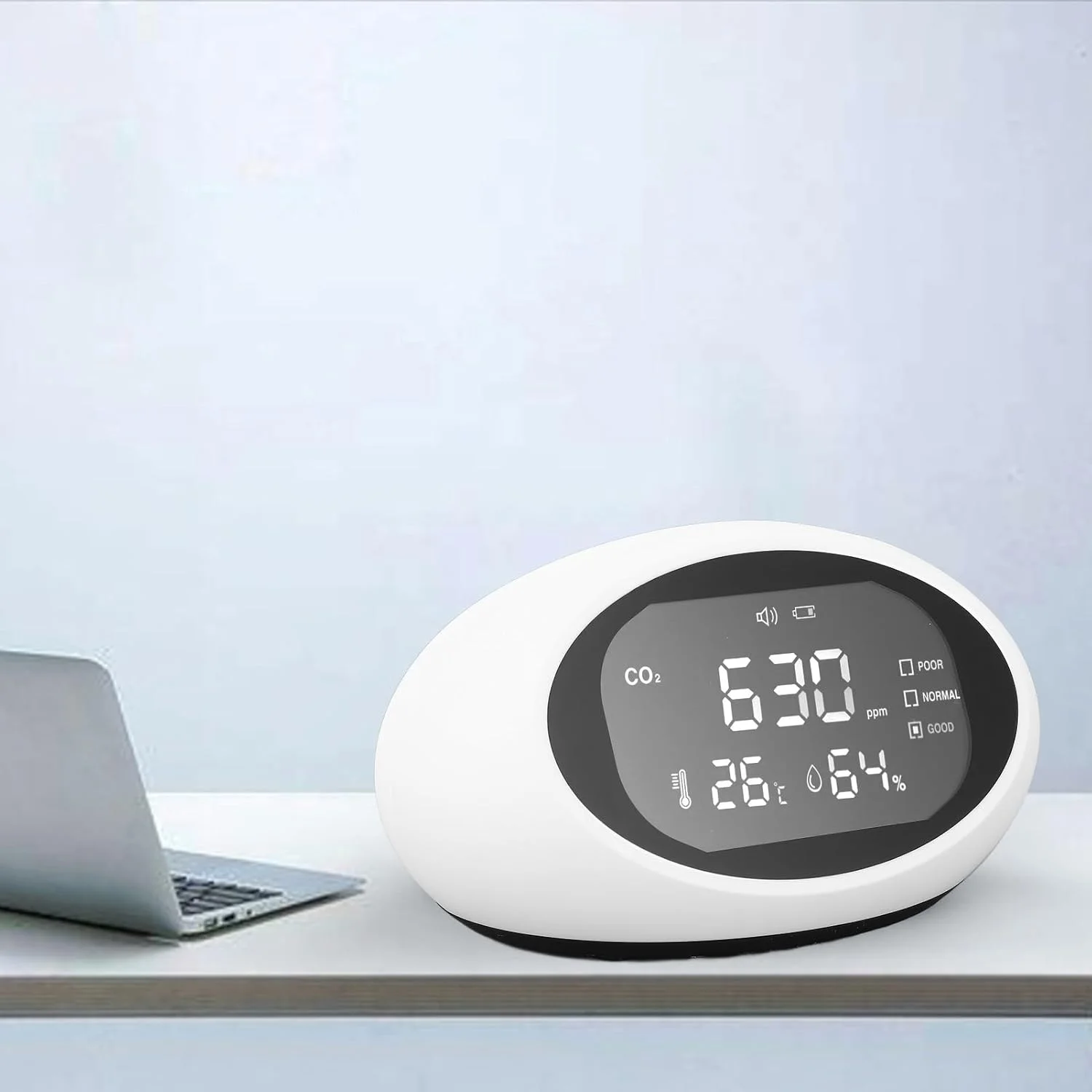 دستگاه تشخیص دی اکسید کربن Brilluxa، مانیتور دی اکسید کربن قابل شارژ با صفحه نمایش LCD HD، دماسنج رطوبت سنج، دستگاه قابل حمل سنجش کیفیت هوا، دستگاه تشخیص CO2 داخلی