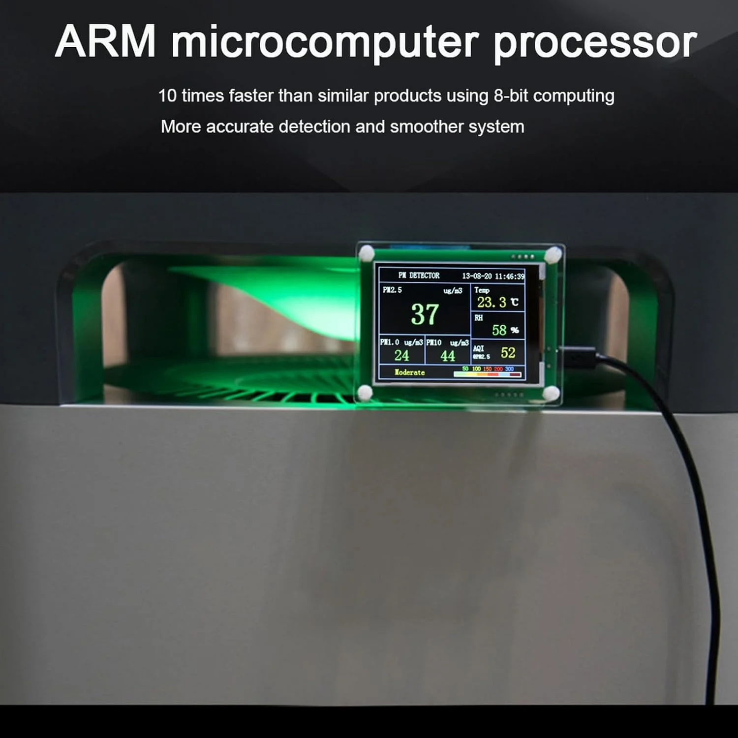 دستگاه تشخیص ذرات معلق PM2.5 بریلوکسا، مانیتور LED کیفیت هوای محیط خانه، مناسب برای خانه، خودرو، دفتر کار، فضای باز، 2.8 اینچ