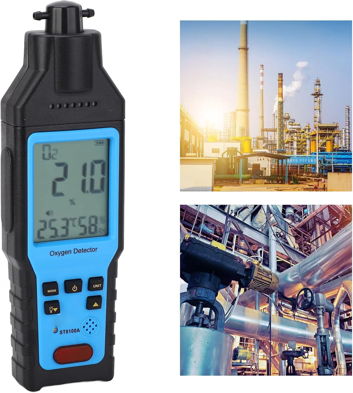 دستگاه تشخیص اکسیژن بریلوکسا، مانیتور قابل حمل با دقت بالا برای اندازه گیری غلظت گاز اکسیژن در خانه، خودرو، تونل نوردی، آزمایشگاه و صنعت