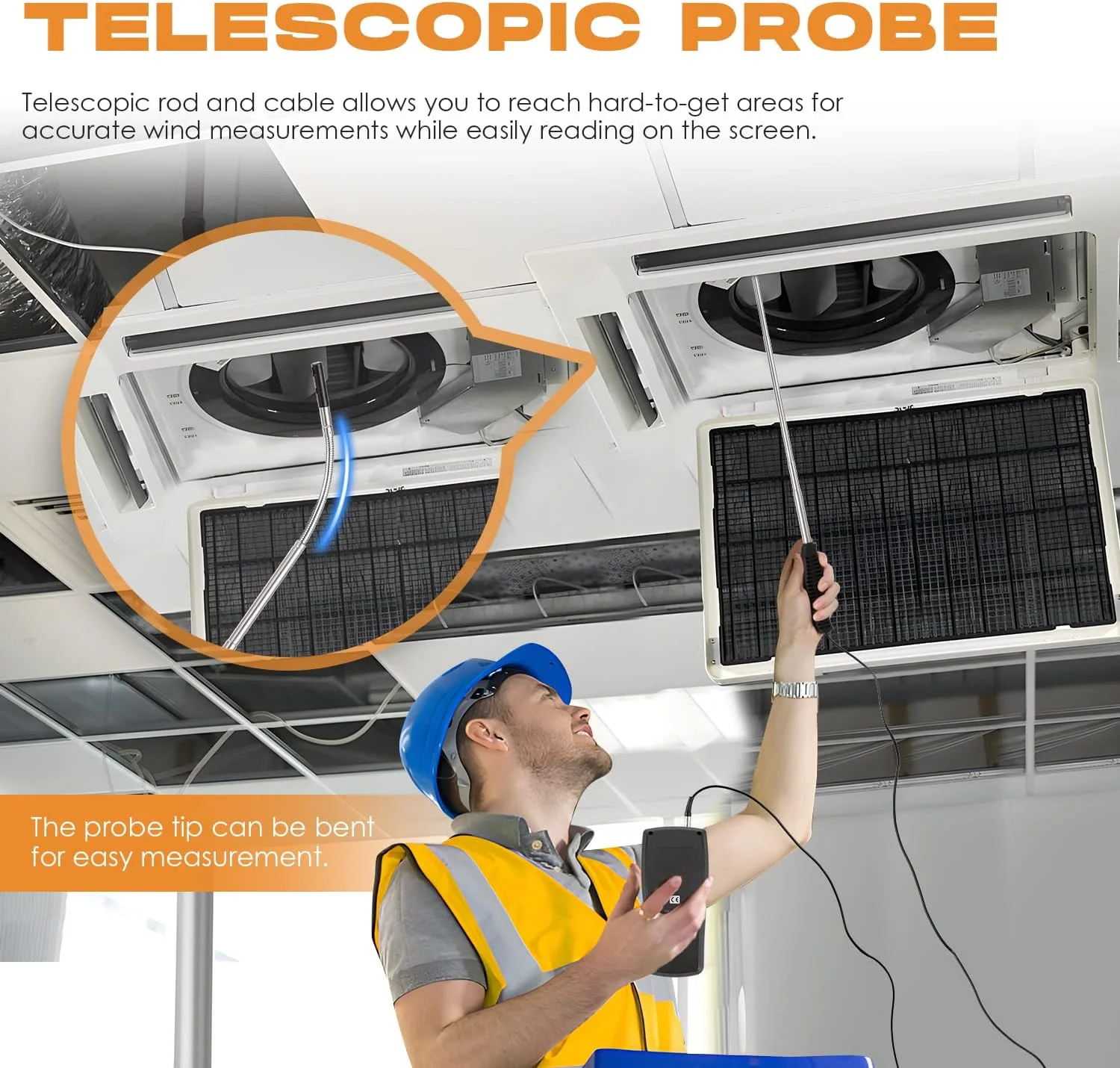 بادسنج سیم داغ Bonvoisin، سرعت سنج جریان هوای CFM/CMM دستی با نور پس زمینه LCD برای HVAC، سرعت جریان هوا در کانال و دمای هوا (بادسنج حرارتی) بادسنج سیم داغ Bonvoisin، سرعت سنج جریان هوای CFM/CMM دستی با نور پس زمینه LCD برای HVAC، سرعت جریان هوا در کانال و دمای هوا (بادسنج حرارتی)