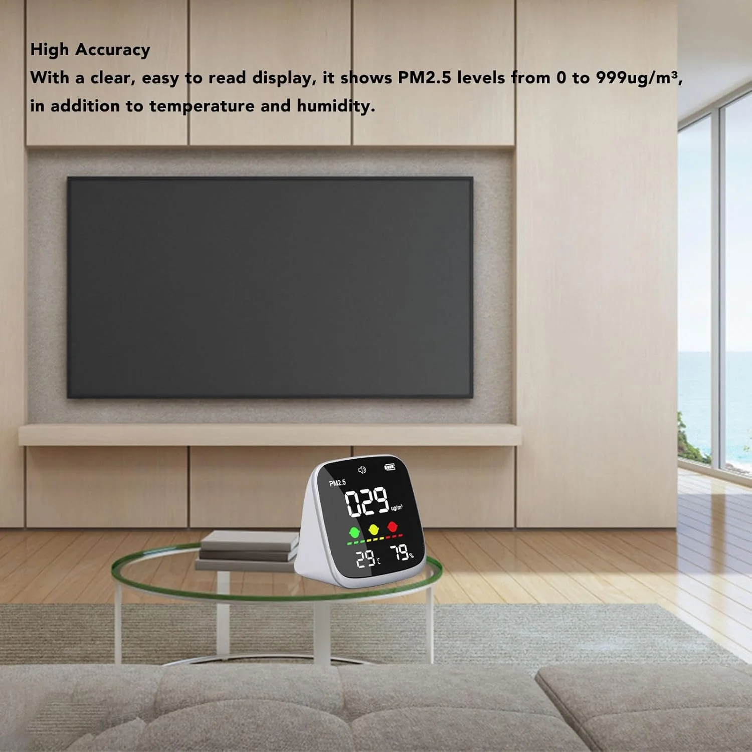 دستگاه تست کیفیت هوای حرفه ای Bewinner، تستر قابل حمل کیفیت هوای PM2.5، تستر کیفیت هوای فضای بسته، تستر کیفیت هوا با نمایشگر زمان، تستر کیفیت هوا برای اتاق خواب