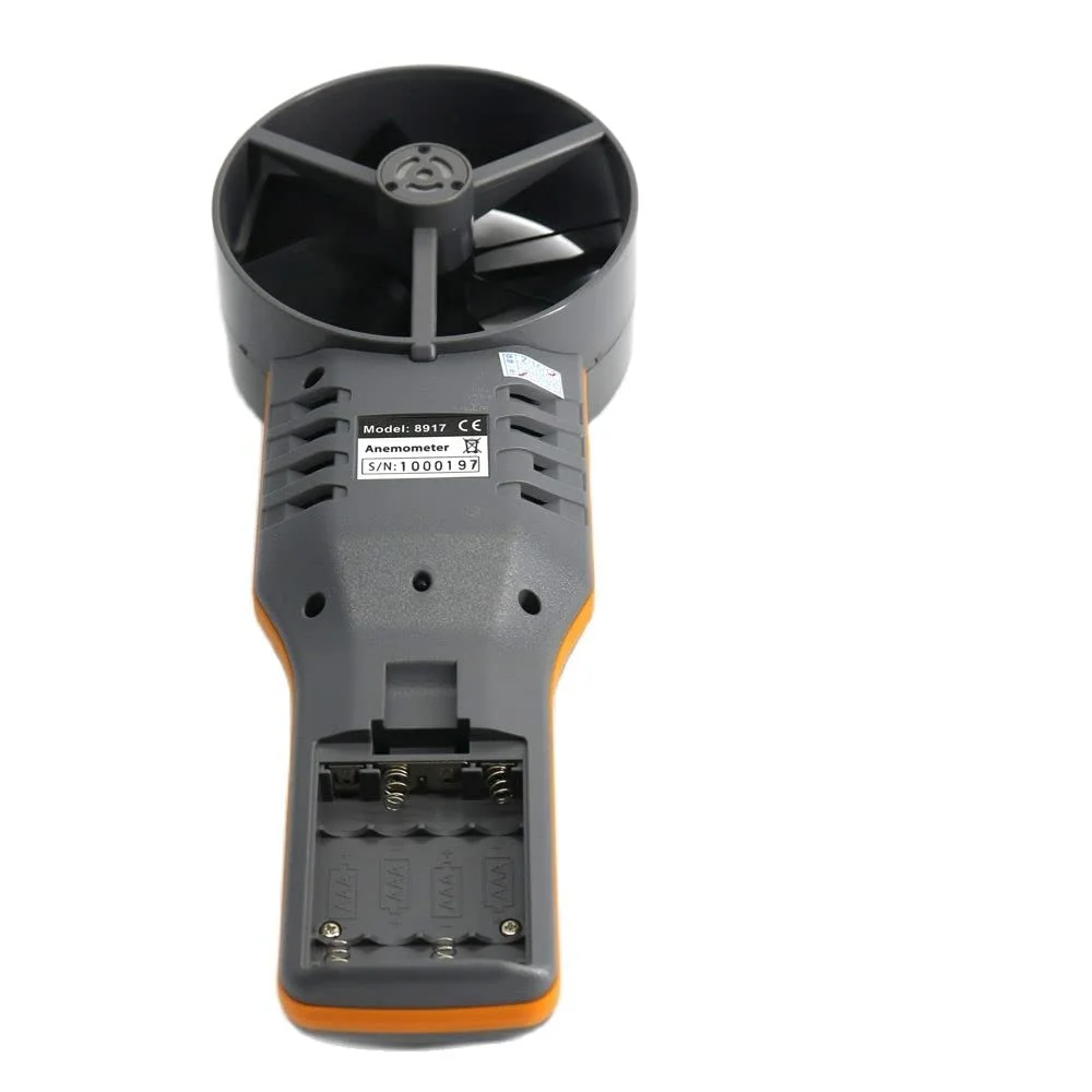 بادسنج دیجیتال پره ای قابل حمل AZ8917 با قطر 10 سانتی متر، دماسنج و رطوبت سنج، سرعت جریان هوا 0.20 تا 30.00 متر بر ثانیه