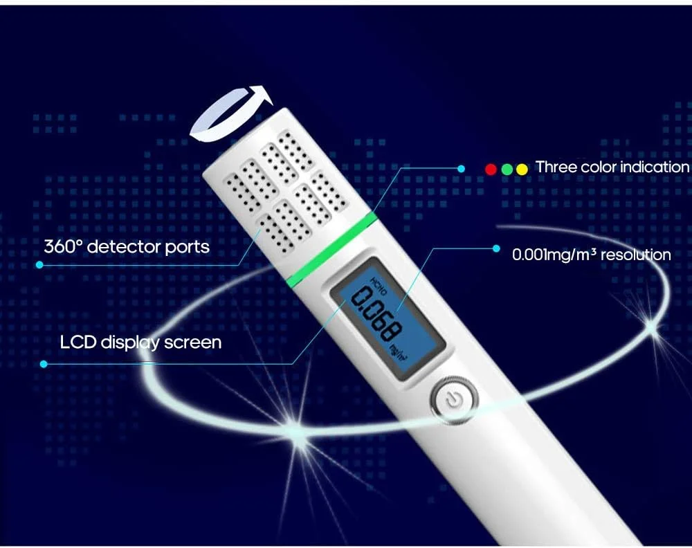 دستگاه تشخیص فرمالدهید (HCHO) قابل حمل BAGGRA با صفحه نمایش LCD و سنسور TVOC با دقت بالا