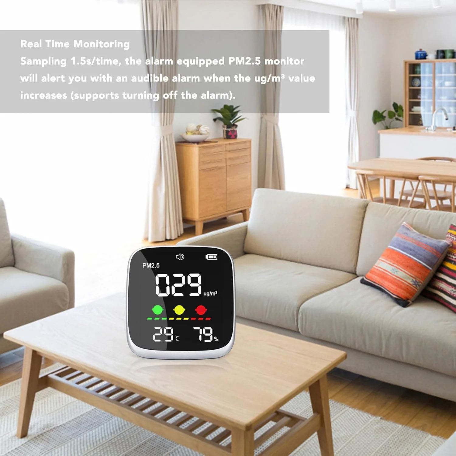 دستگاه تست کیفیت هوای حرفه ای Bewinner، تستر قابل حمل کیفیت هوای PM2.5، تستر کیفیت هوای فضای بسته، تستر کیفیت هوا با نمایشگر زمان، تستر کیفیت هوا برای اتاق خواب