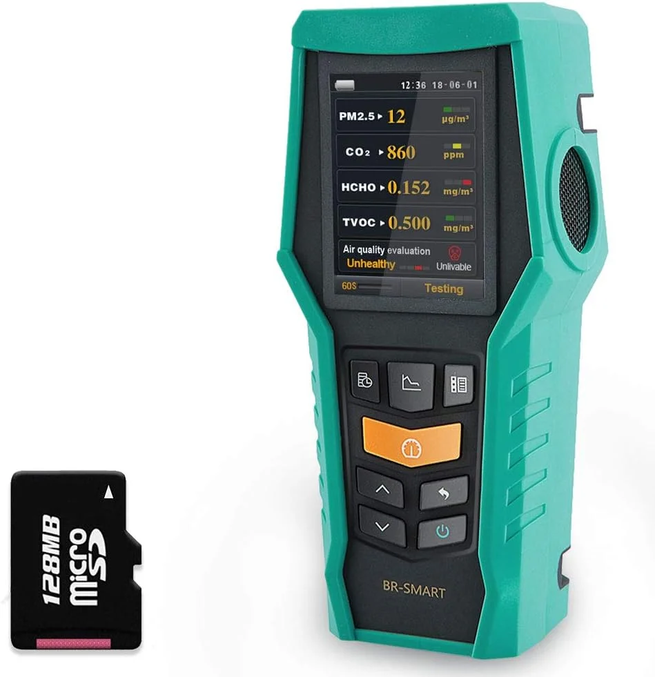 دستگاه سنجش کیفیت هوای هوشمند BLATN مدل 128s، مانیتور CO2، PM2.5، TVOC، فرمالدهید، آشکارساز HCHO، آلودگی VOCs، تستر AQI، شمارنده ذرات گرد و غبار PM1.0 PM10، ثبت کننده داده، مناسب برای منزل