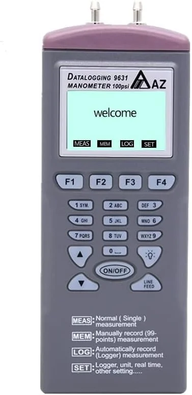 فشارسنج اختلاف فشار دیجیتال AZ9631 با دیتالاگر و محدوده 100 psi به همراه نرم افزار تست اختلاف فشار هوا