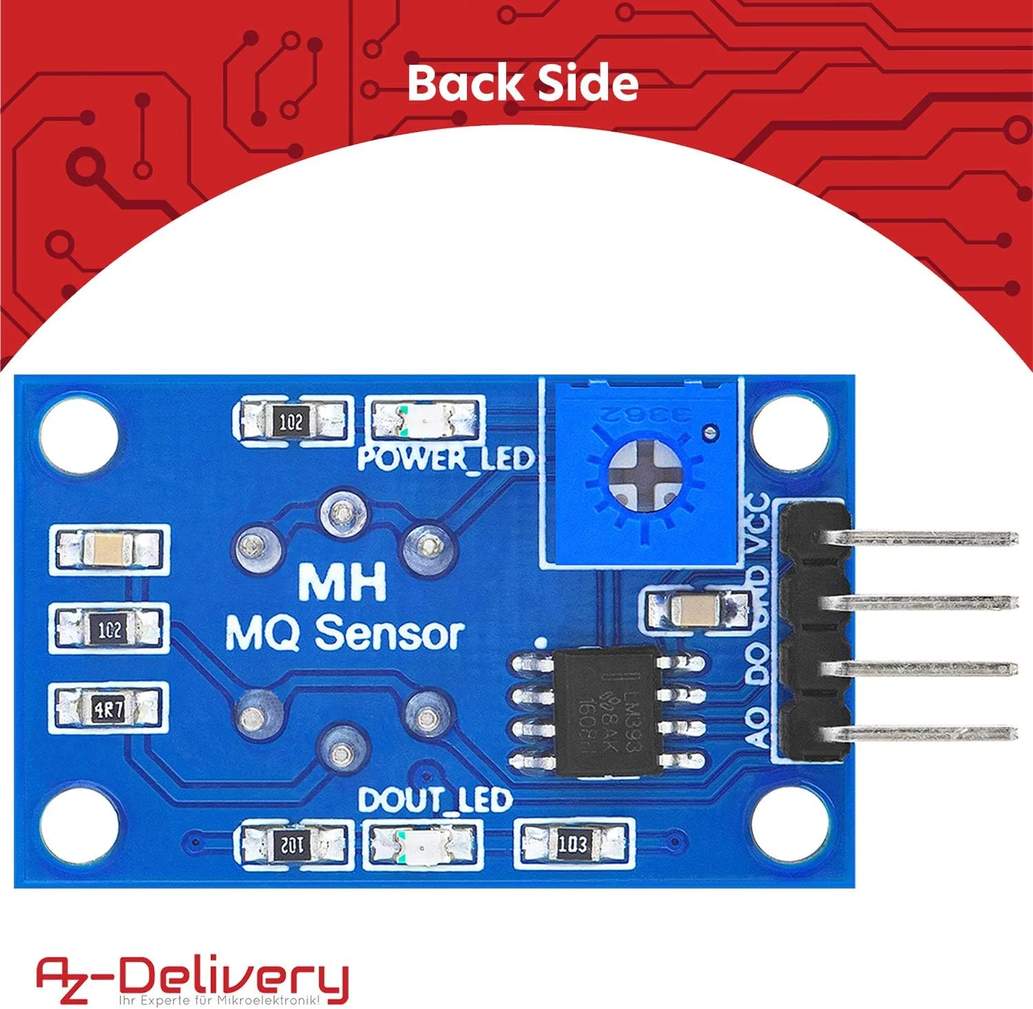 ماژول سنسور تشخیص دود و گاز کیفیت هوا MQ-135 AZDelivery سازگار با آردوینو و رزبری پای، به همراه کتاب الکترونیکی!