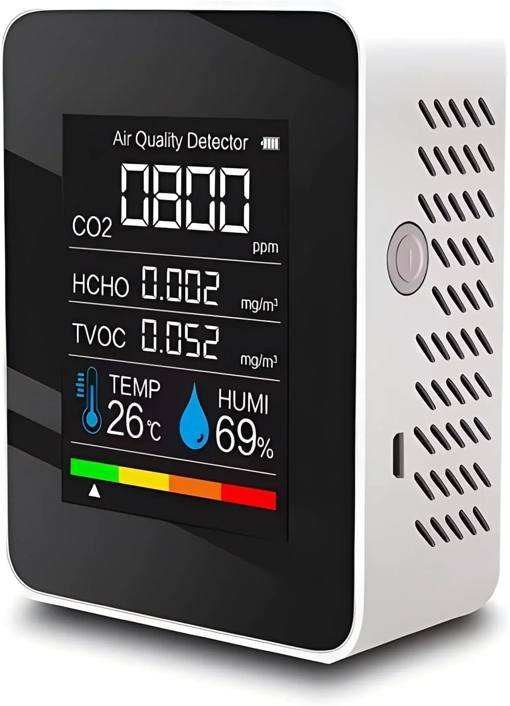 دستگاه سنجش کیفیت هوا B-Qtech 5 در 1، تستر کیفیت هوای داخلی CO2/رطوبت/HCHO/TVCC/دما، مانیتور آلودگی هوا برای خانه، اتاق ها، گلخانه ها، دفاتر، اتومبیل ها، بیمارستان ها