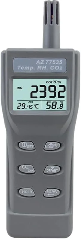 دستگاه ردیاب دی اکسید کربن AZ77535، آنالایزر CO2، تستر دما و رطوبت، سنجش کیفیت هوای داخلی IAQ مدل AZ-77535