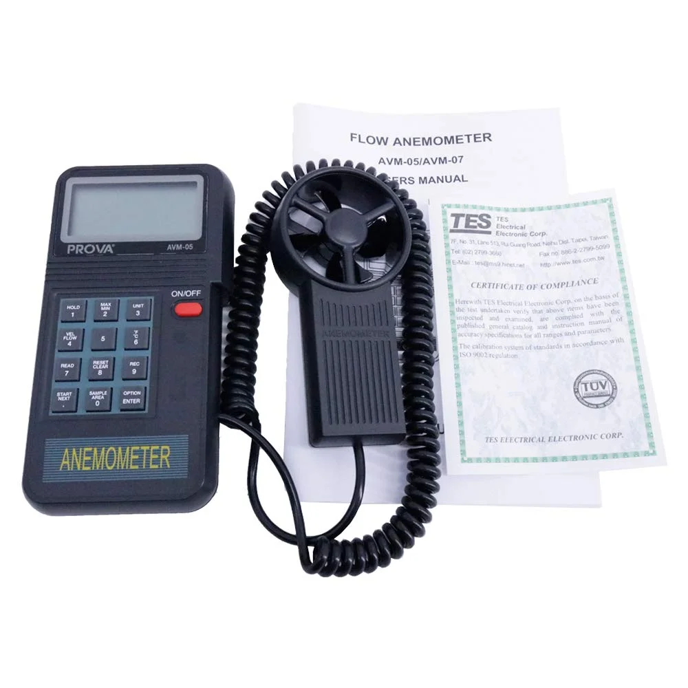 بادسنج دیجیتال AVM-05 ترموکوپل نوع K، دماسنج جریان هوا/دما