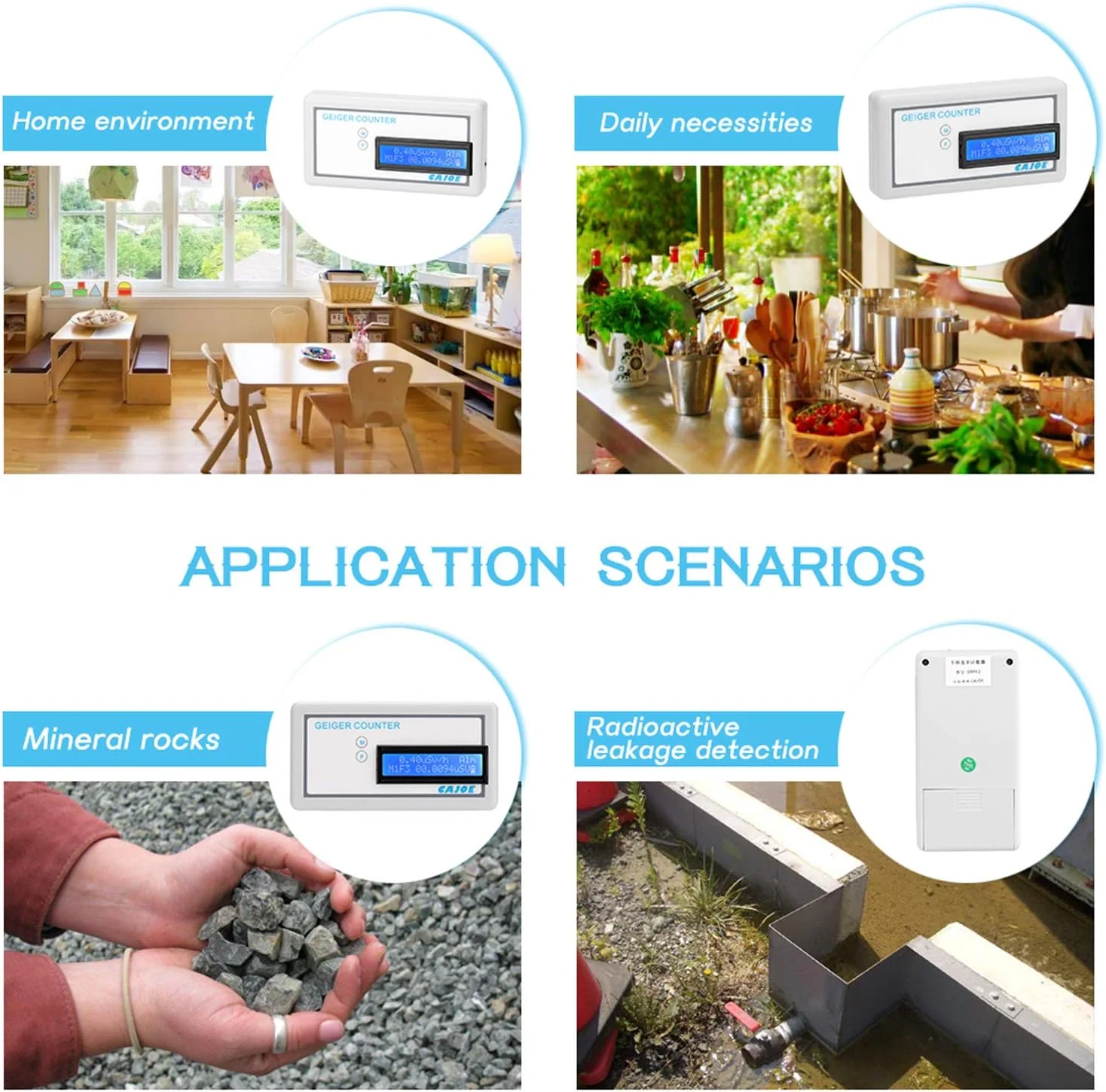 دستگاه تشخیص تشعشعات هسته ای مونتاژ شده، شمارنده گایگر دستی با لوله میلر GM، اشعه γ β X برای خانه/دفتر/کارخانه/انبار
