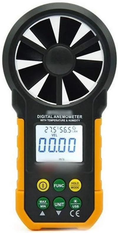 بادسنج دیجیتال ZheXun با قابلیت تست دما و رطوبت، سرعت سنج باد، مینی بادسنج دستی با قابلیت اندازه گیری دما و سرعت باد (رنگ : )