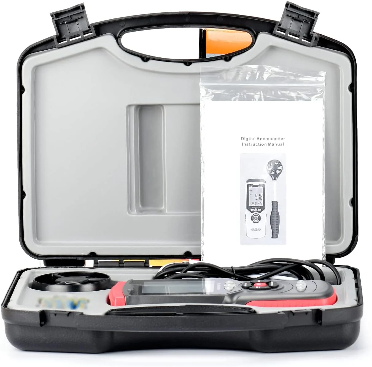 بادسنج دستی دیجیتال، بادسنج حرفه ای چند منظوره با فن کمکی جداشدنی و کیف نگهداری