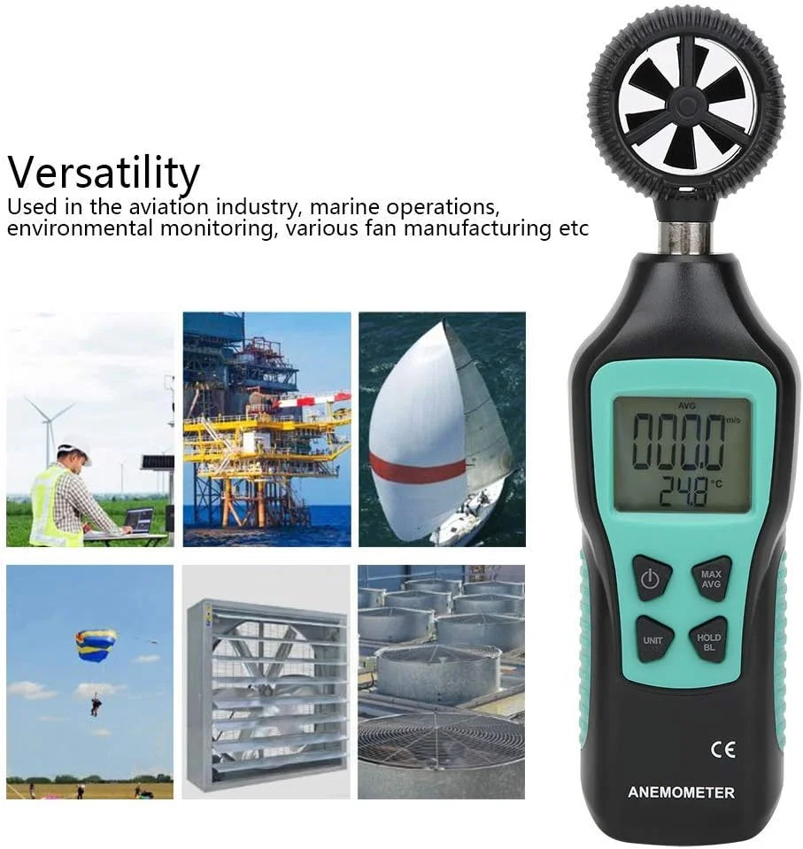 بادسنج دیجیتال FY856، سرعت سنج باد، دماسنج دستی 0.8 تا 30.0 متر بر ثانیه، حجم سنج باد، ابزار اندازه گیری جریان هوا