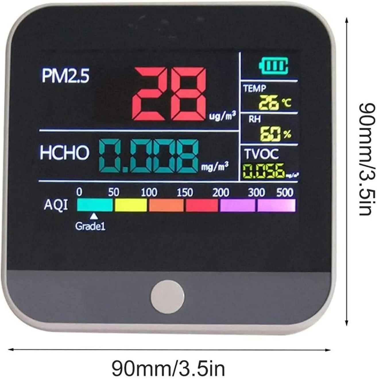 آنالایزر گاز، تستر PM2.5 فرمالدئید (HCHO) TVOC، آشکارساز کیفیت آلودگی هوا، صفحه نمایش دما/رطوبت، ابزار سنجش کیفیت هوا