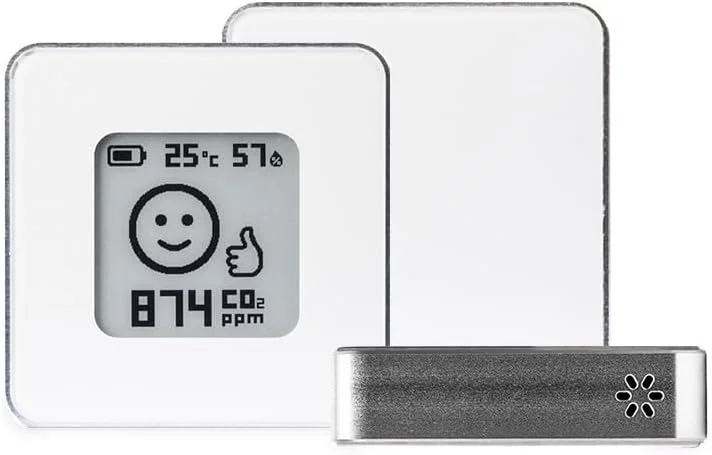 مانیتور کیفیت هوای بی سیم، قابل حمل و آلومینیومی ایروالنت (CO2، رطوبت نسبی، دما) طراحی منحصر به فرد، سنسور، اندازه جیبی (سفید)