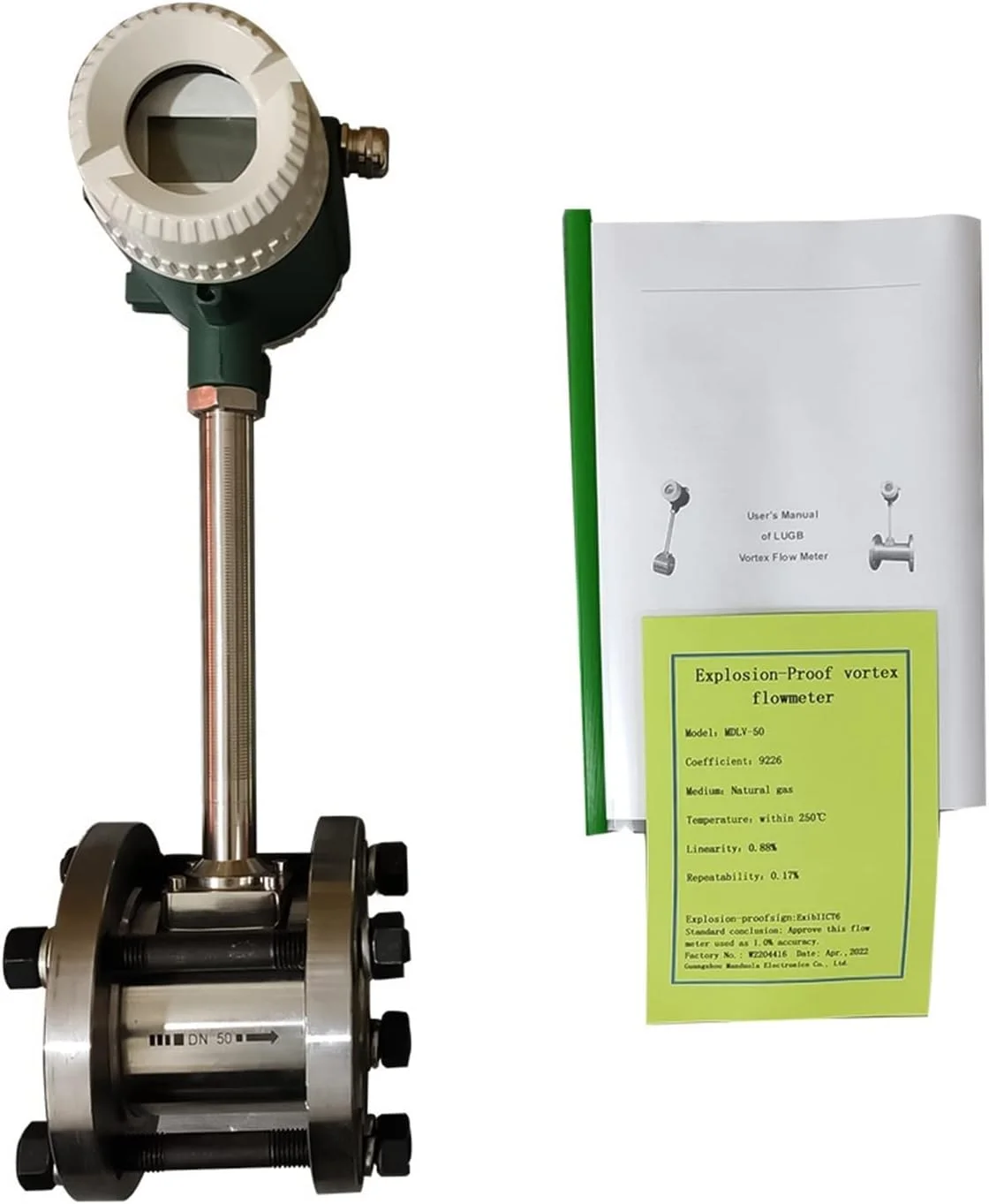 فلومتر ورتکس نوع استرس دیجیتال 4-20mA RS485 ضد انفجار با صفحه نمایش LCD کنترل جریان آب برای بخار/مایع/گاز طبیعی/هوای فشرده کنترل کمی (DN125)