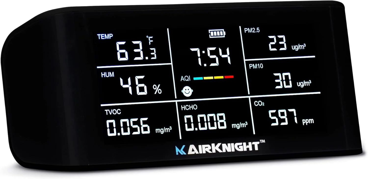 دستگاه سنجش کیفیت هوای داخلی AirKnight، ردیاب دی اکسید کربن، ردیاب فرمالدئید HCHO، AQI، PM2.5، PM10، دستگاه سنجش هوا