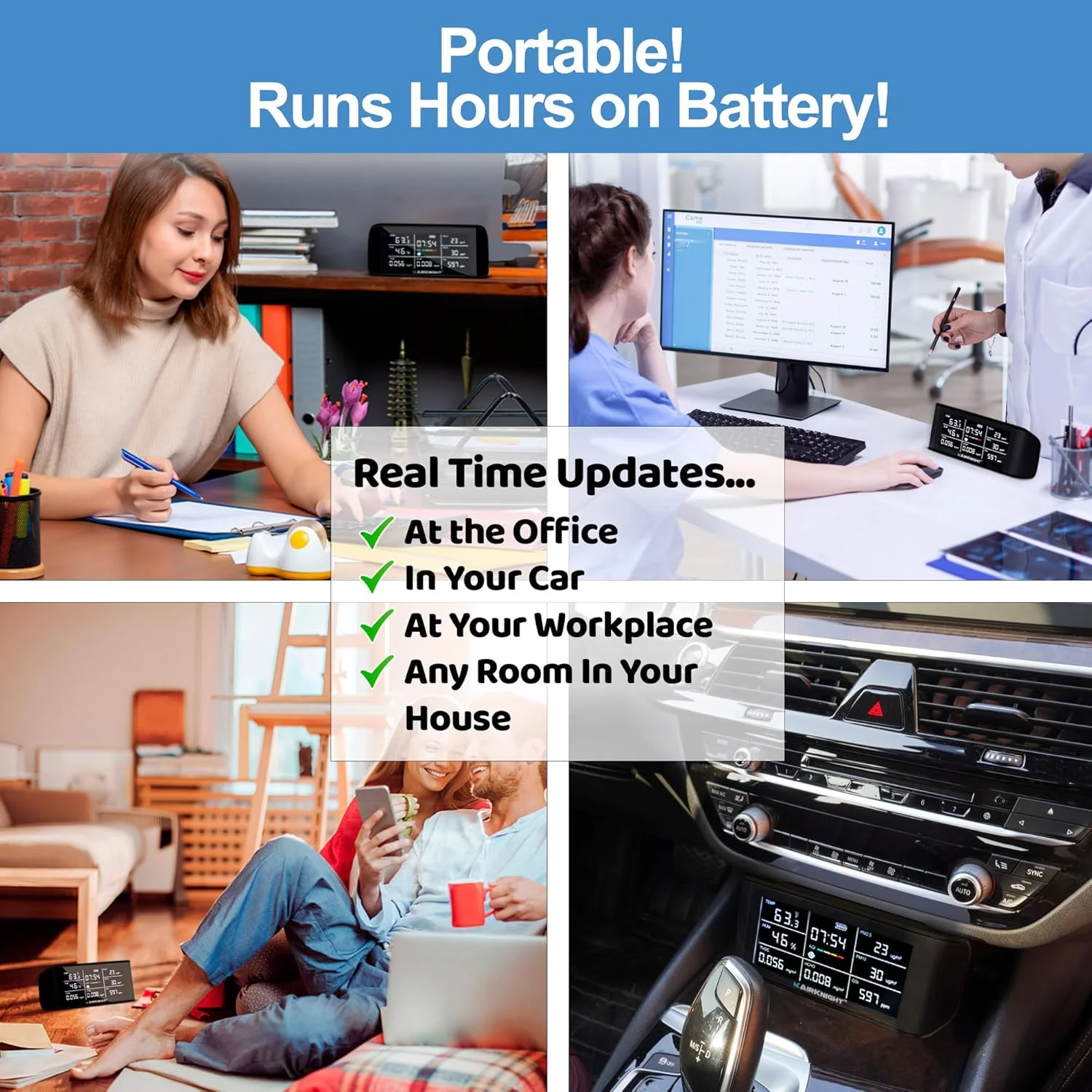 دستگاه سنجش کیفیت هوای داخلی AirKnight، ردیاب دی اکسید کربن، ردیاب فرمالدئید HCHO، AQI، PM2.5، PM10، دستگاه سنجش هوا