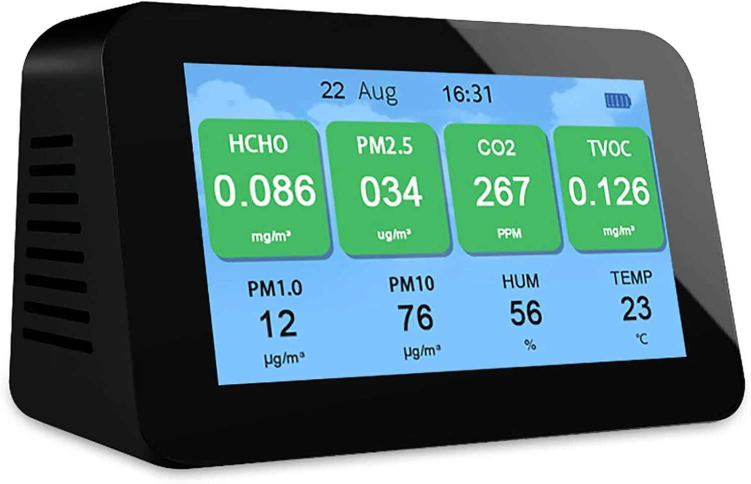دستگاه سنجش کیفیت هوا ADORZ 12 در 1، سنسور چند منظوره کیفیت هوای داخلی یا خارجی، آنالیزور ذرات CO2/TVOC/PM2.5/PM10/HCHO/گرد و غبار، برای خانه، دفتر، ماشین