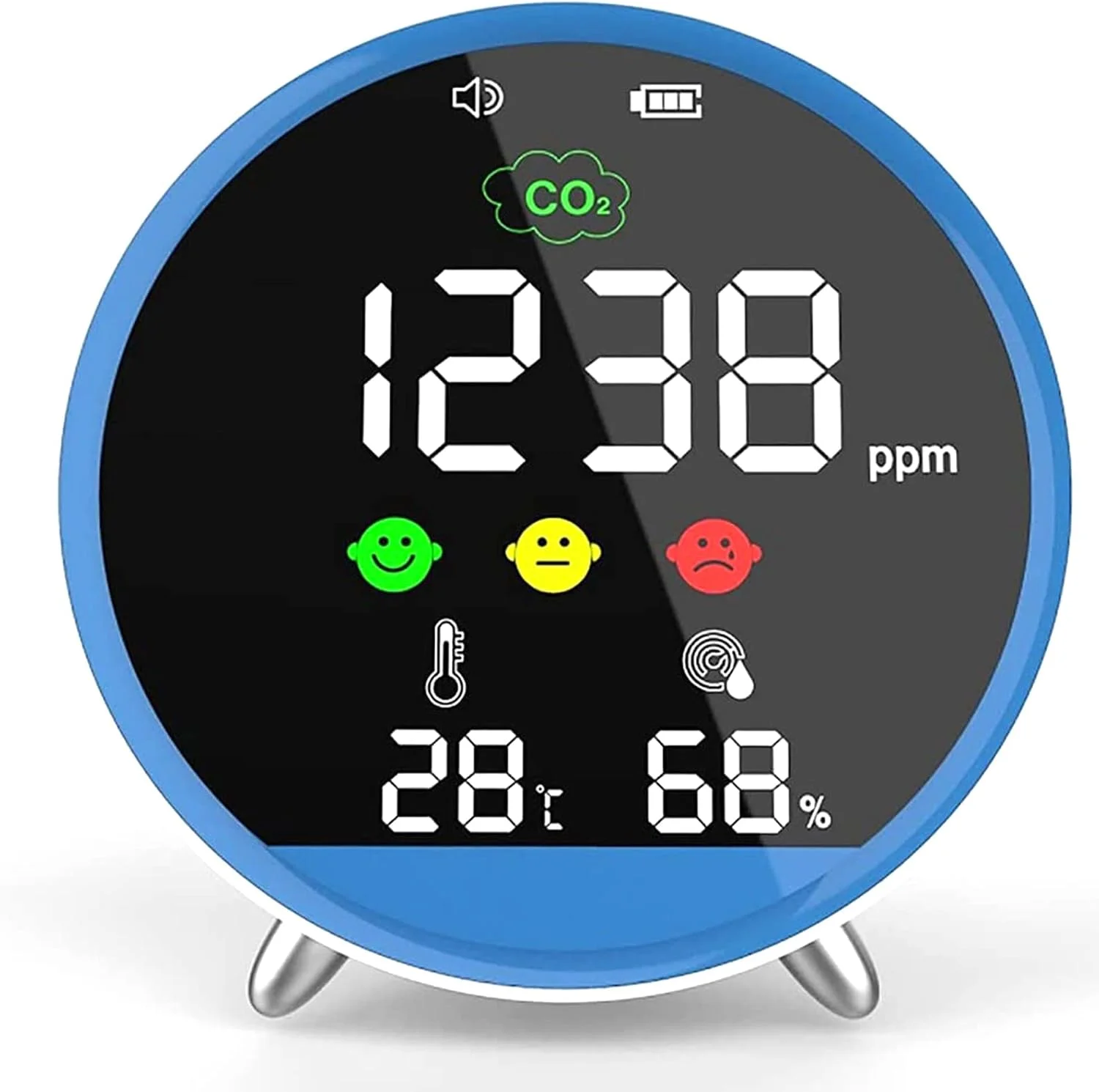 آلارم ردیاب CO2 قابل حمل ADORZ، مانیتور کیفیت هوا، تستر هوا PM2.5، برای دی اکسید کربن، دما، رطوبت نسبی و موارد دیگر، مانیتور 24 ساعته در زمان واقعی، برای خانه، دفتر، ماشین