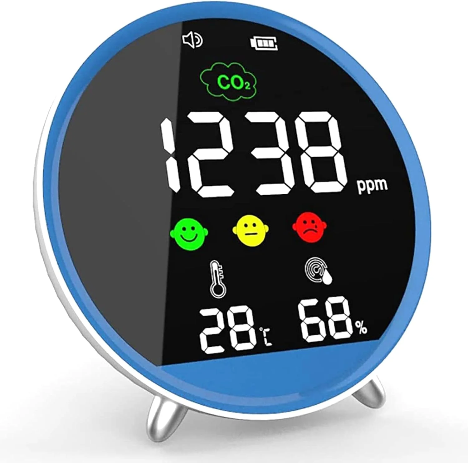 آلارم ردیاب CO2 قابل حمل ADORZ، مانیتور کیفیت هوا، تستر هوا PM2.5، برای دی اکسید کربن، دما، رطوبت نسبی و موارد دیگر، مانیتور 24 ساعته در زمان واقعی، برای خانه، دفتر، ماشین