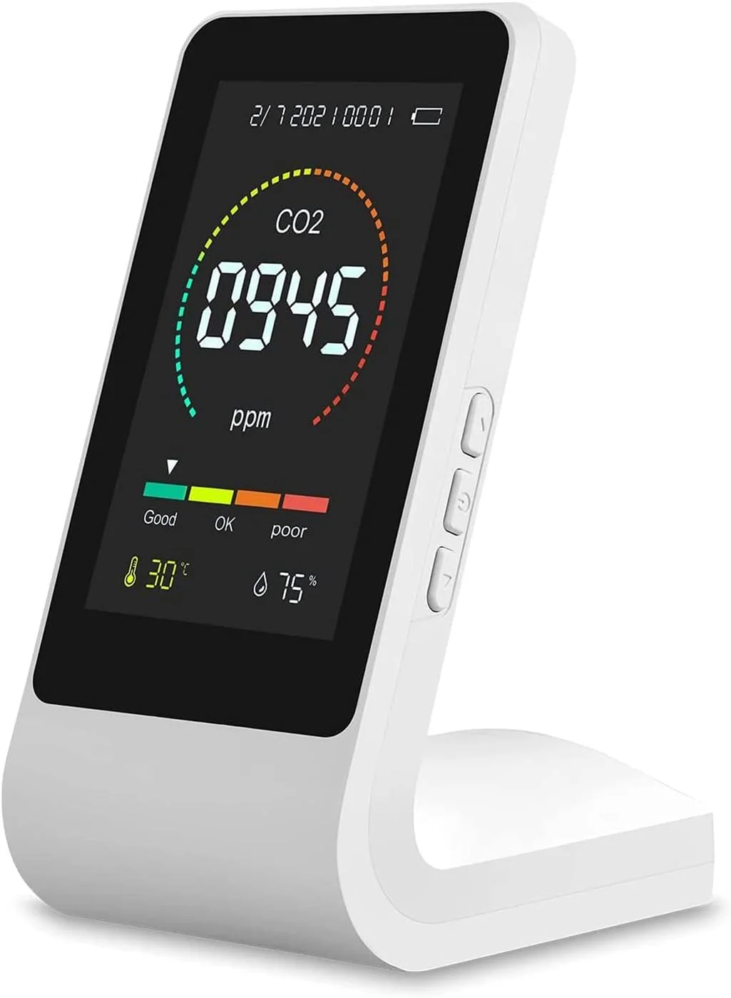 دستگاه تشخیص دی اکسید کربن چند منظوره ADORZ، مانیتور کیفیت هوای داخلی، مانیتور هوشمند هوا با آلارم اتوماتیک، رطوبت سنج قابل حمل، مناسب برای مدرسه، دفتر، خانه، رستوران