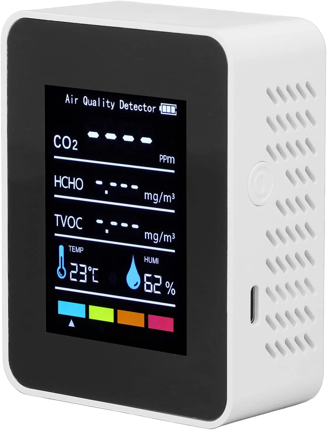 مانیتور کیفیت هوا، سفید ABS با قابلیت تنظیم روشنایی، آشکارساز دی اکسید کربن نیمه هادی با وضوح بالا برای خانه